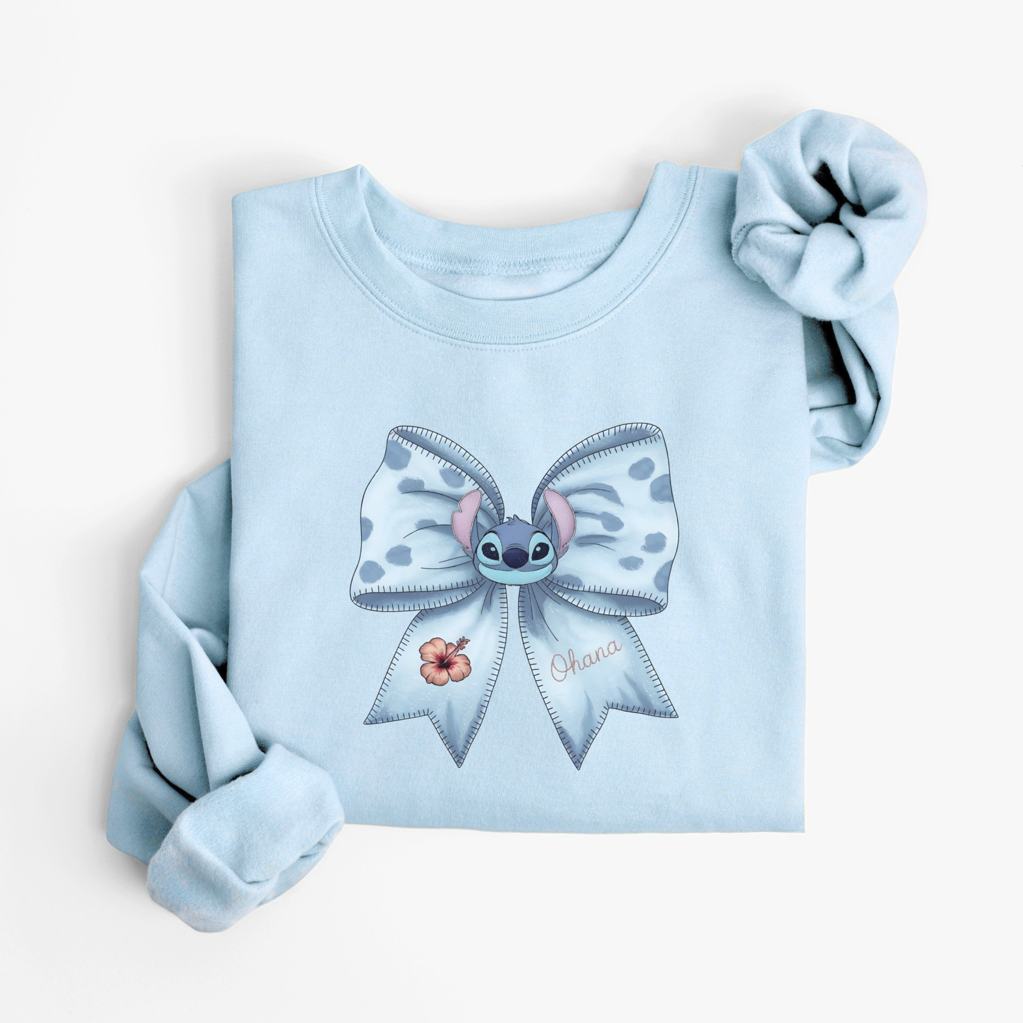 Stitch Ohana Coquette Bow Sweatshirt Cute Gifts For Stitch Lovers For Her Christmas-1