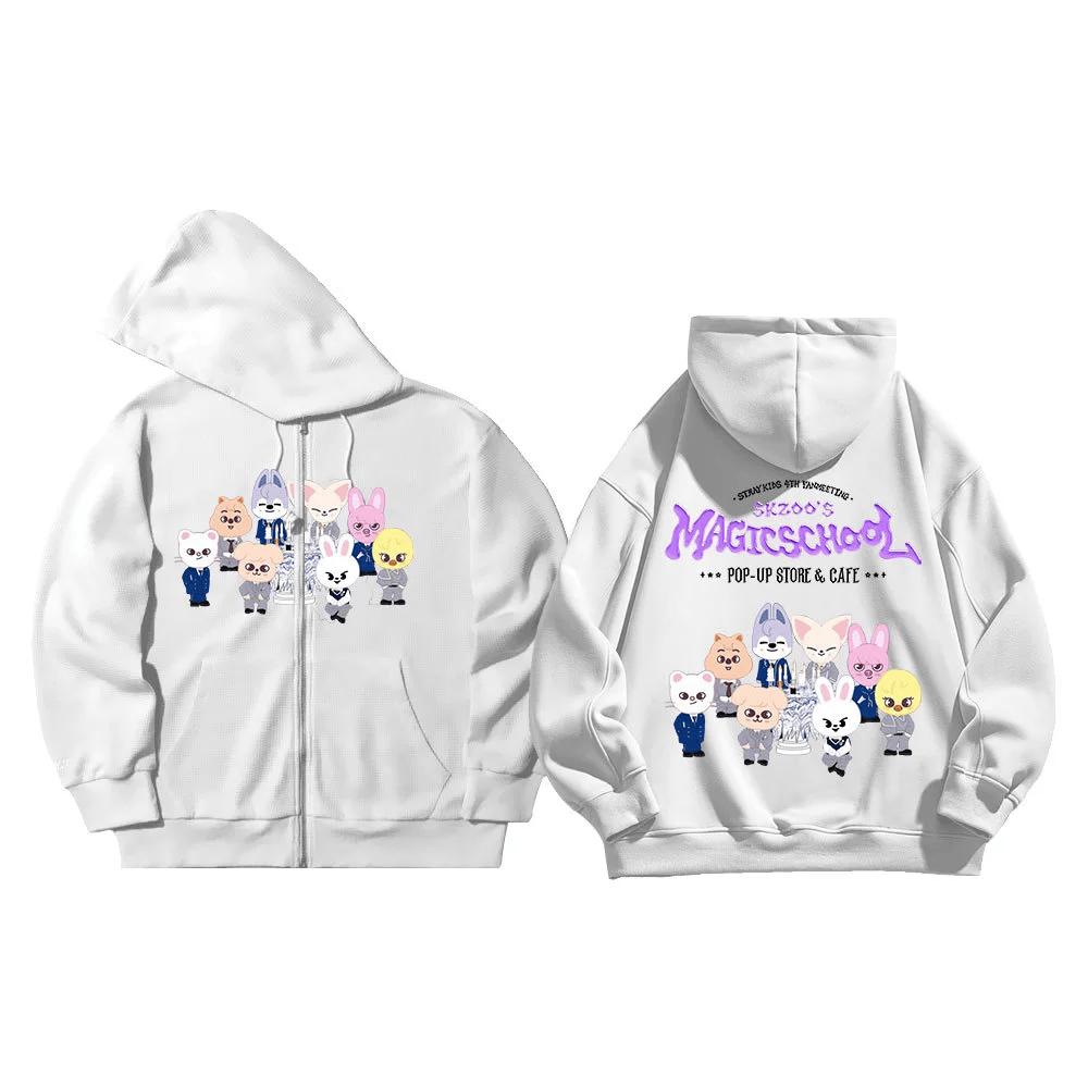 Stray Kids Tour Merch 2025 Zip Up Hoodie 4Th Fanmeeting Skz's Magic School Cartoon Image-1