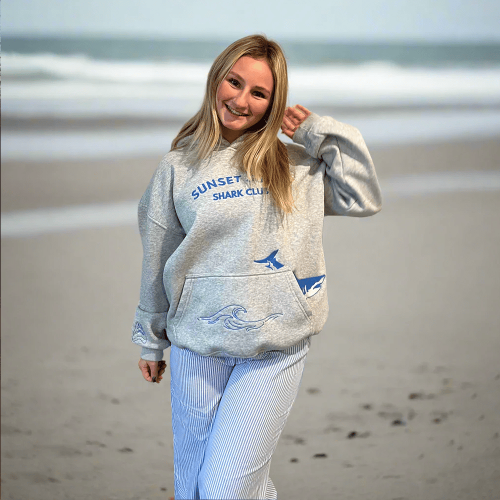 Sunset Surf Hoodie Printed Sunset Surf Shark Club Hoodie Sunset Surf Merch Gifts For Girlfriend-1