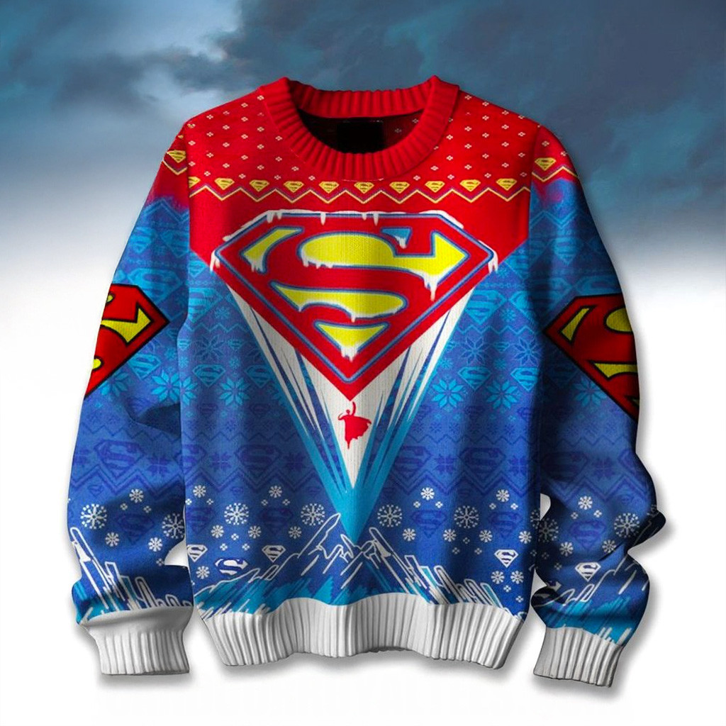 Superman Christmas Ugly Sweater Superman Merch Christmas Presents For Boyfriend-1 Superman Christmas Ugly Sweater Superman Merch Christmas Presents For Boyfriend-1