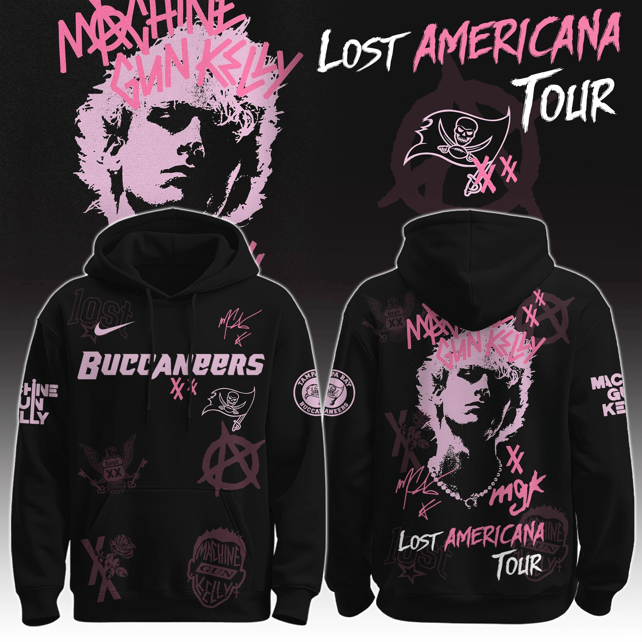 TB Buccaneers X MGK Hoodie The Lost Americana Tour Hoodie Machine Gun Kelly Gifts For Him-1
