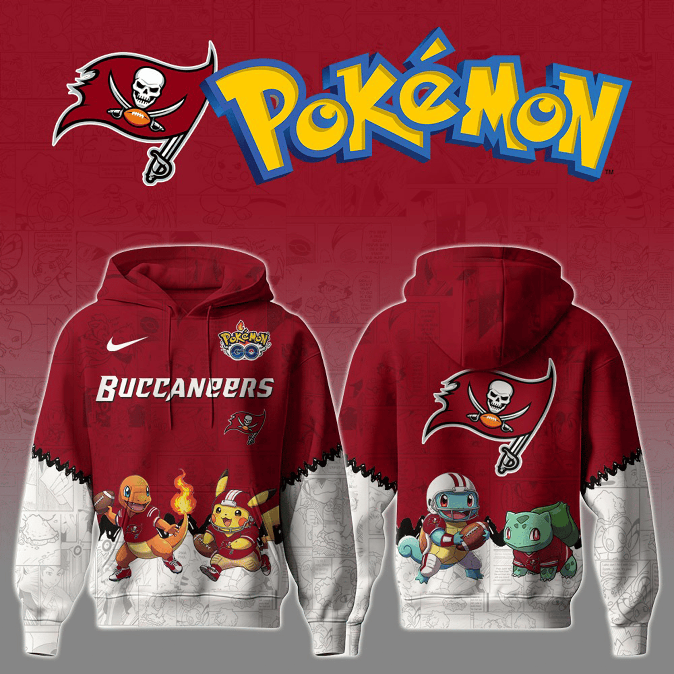 TB Buccaneers X Pokemon Hoodie Pokemon Merch Game Day Clothing Bucs Nation Gifts Idea-1