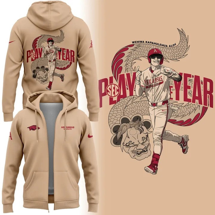 THE DRAGON Wehiwa Aloy Arkansas Baseball Zip Hoodie Fan Merch Razorback Gifts For Men-1