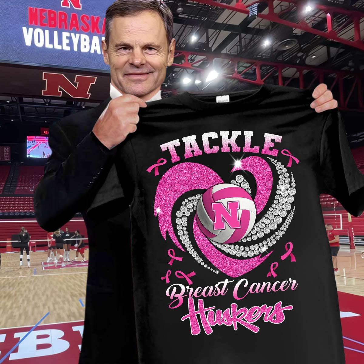 Tackle Breast Cancer Huskers Shirt Huskers Volleyball Breast Cancer Awareness Gifts-1