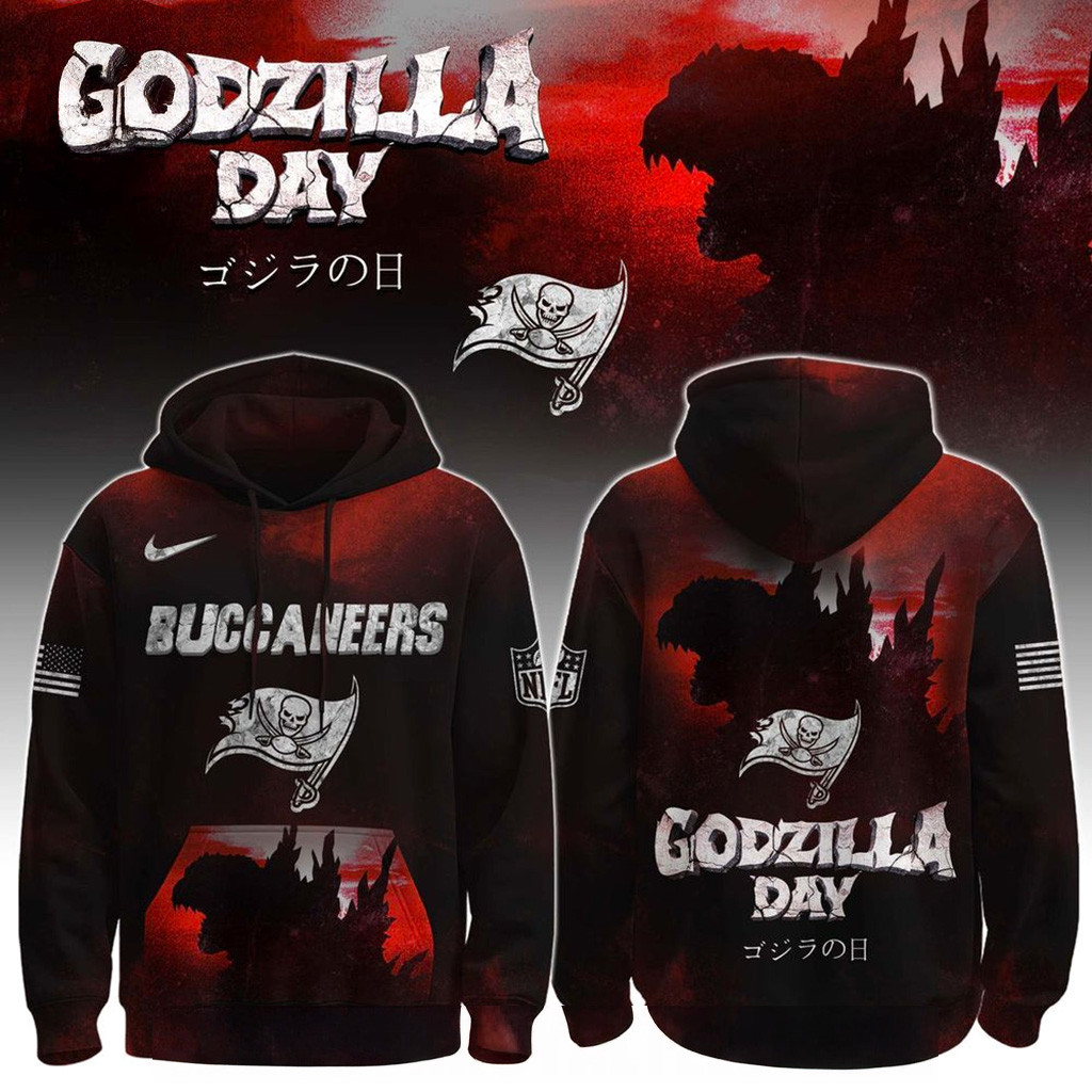 Tampa Bay Buccaneers x Happy Godzilla Day Hoodie Buccaneers Merch Xmas Gifts For Father-1