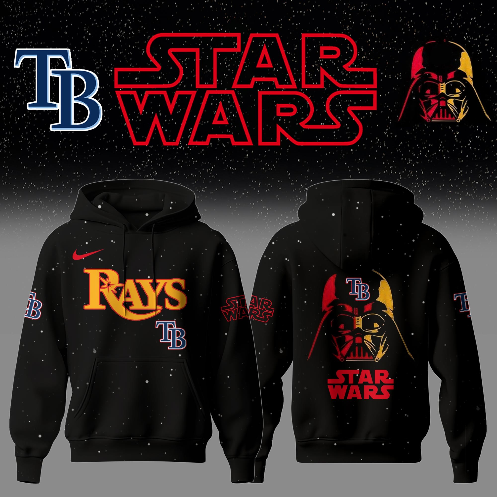 Tampa Bay Rays X Star Wars Night Hoodie Clothing Best Gifts For Baseball Lovers Fans-1