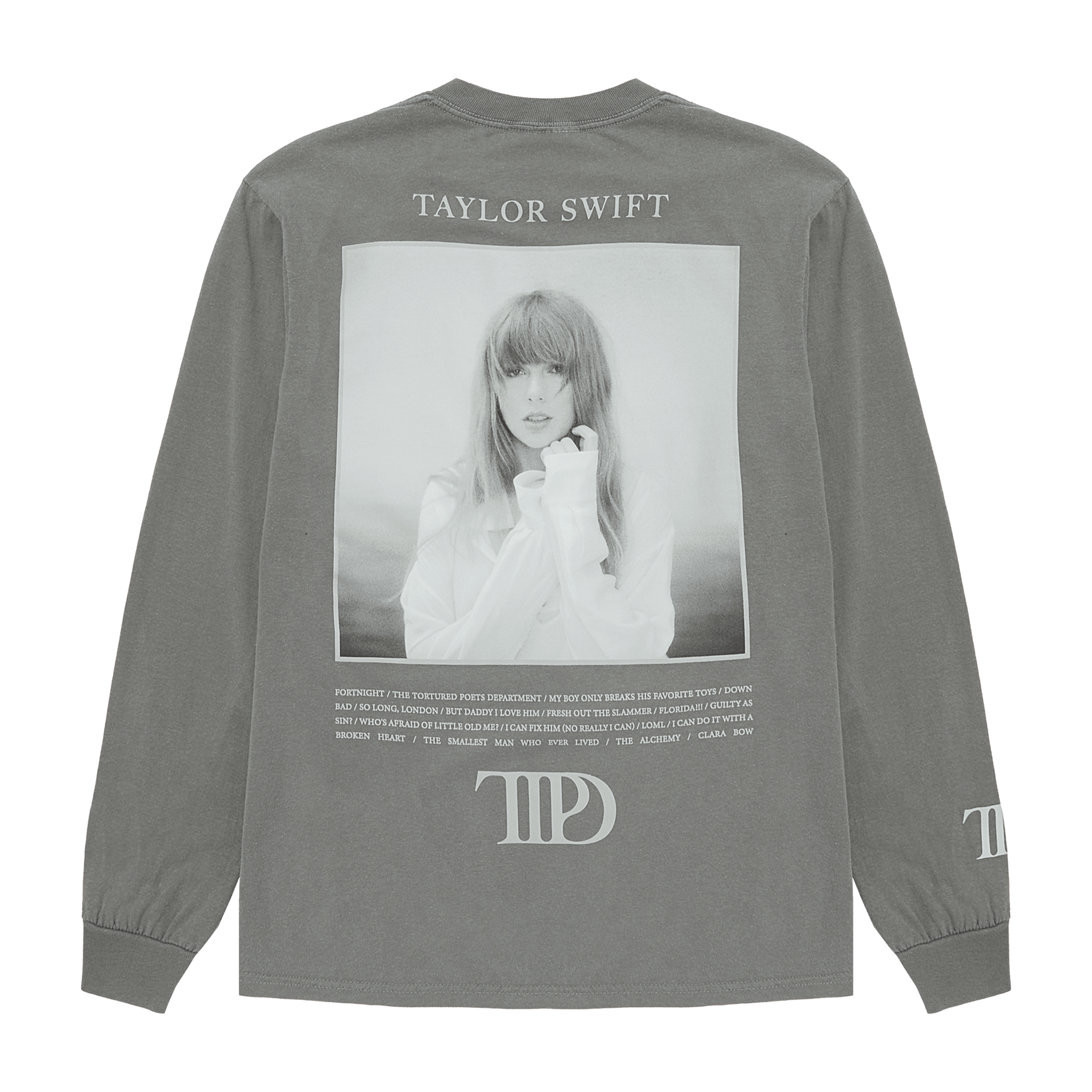 Taylor Swift Merch The Tortured Poets Department Gray Photo Long Sleeve Shirt For Swifties-1