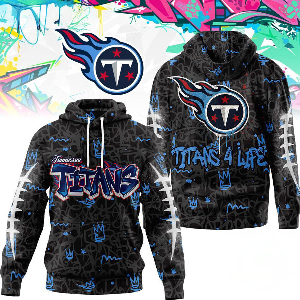 Tennessee Titans NFL Special Graffiti My Team 4 Life Hoodie Titans Merch Gifts For Boyfriend-1