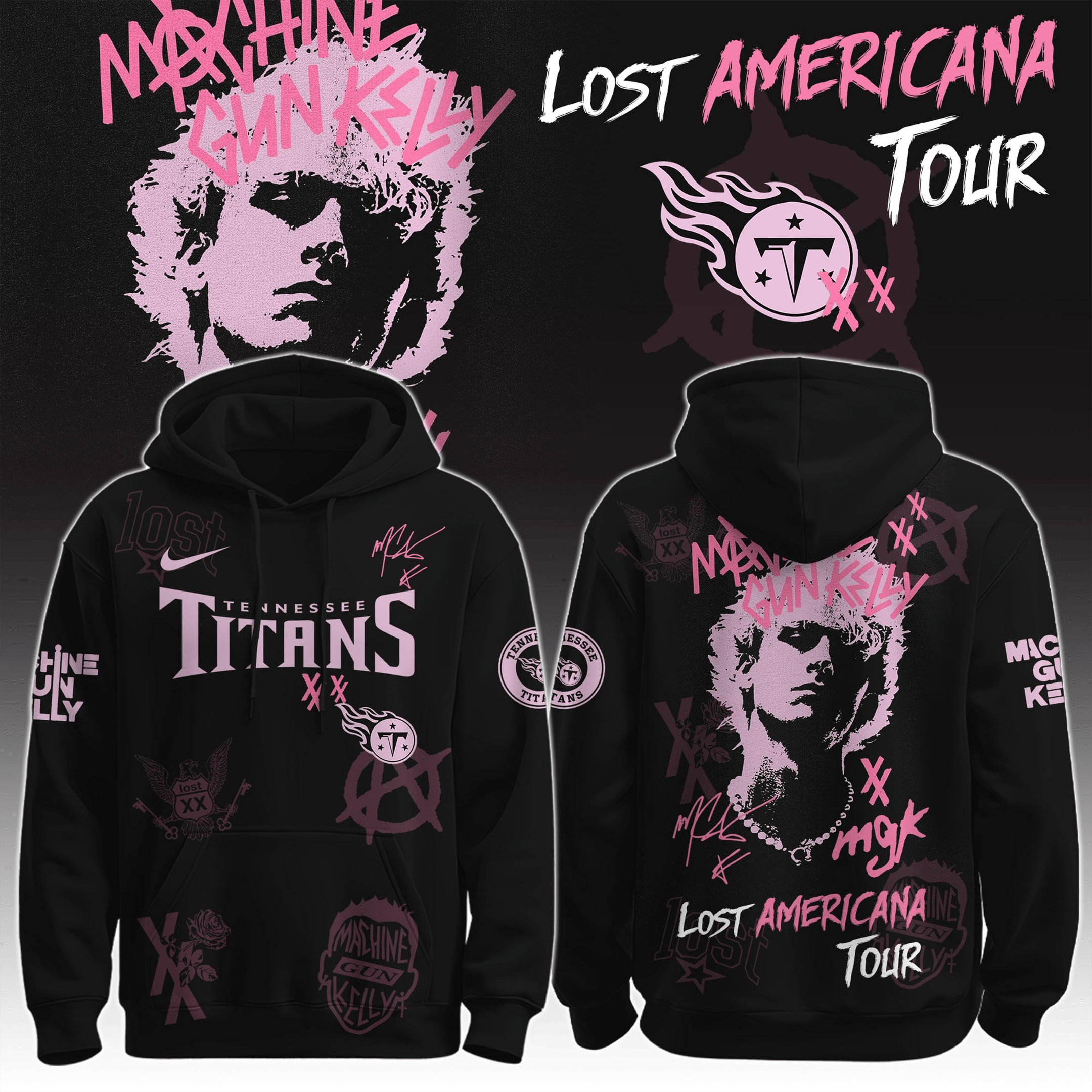 Tennessee Titans X MGK Hoodie The Lost Americana Tour Hoodie Machine Gun Kelly Merch-1