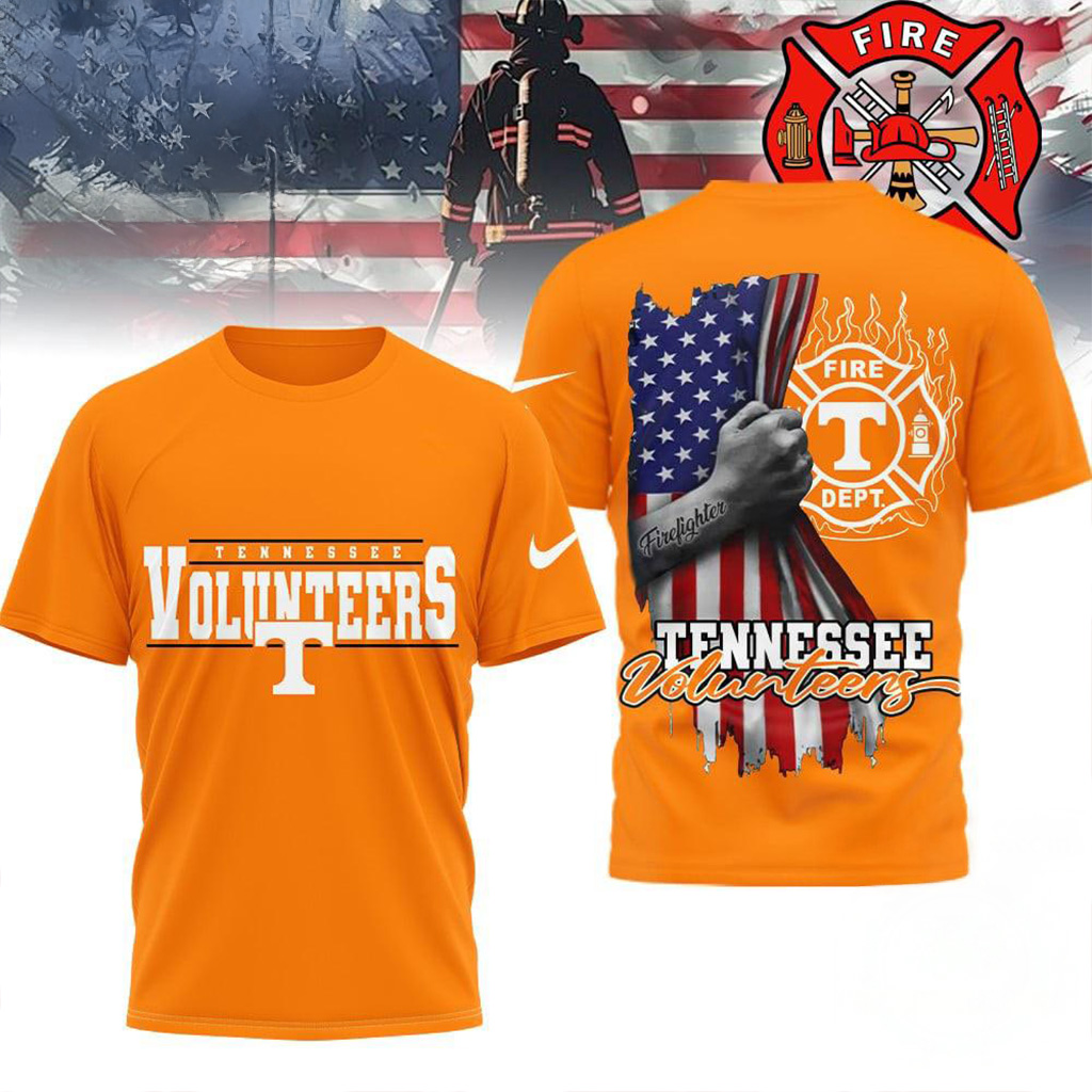 Tennessee Volunteers 2025 NCAA Firefighter American Flag Shirt Volunteers Merch Him Gifts-1 Tennessee Volunteers 2025 NCAA Firefighter American Flag Shirt Volunteers Merch Him Gifts-1