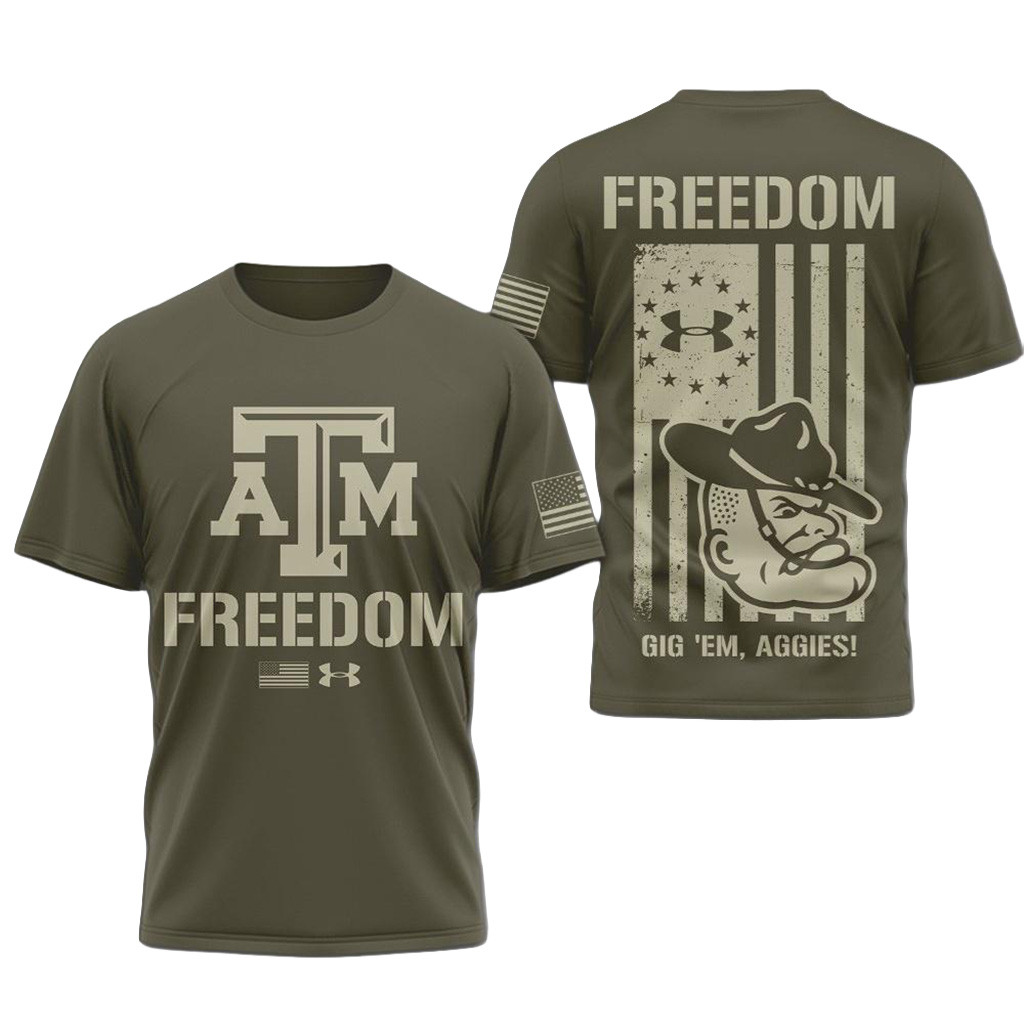 Texas A And M Aggies NCAA Freedom Under Armour Shirt Aggies Merch Gifts For Fans-1 Texas A And M Aggies NCAA Freedom Under Armour Shirt Aggies Merch Gifts For Fans-1