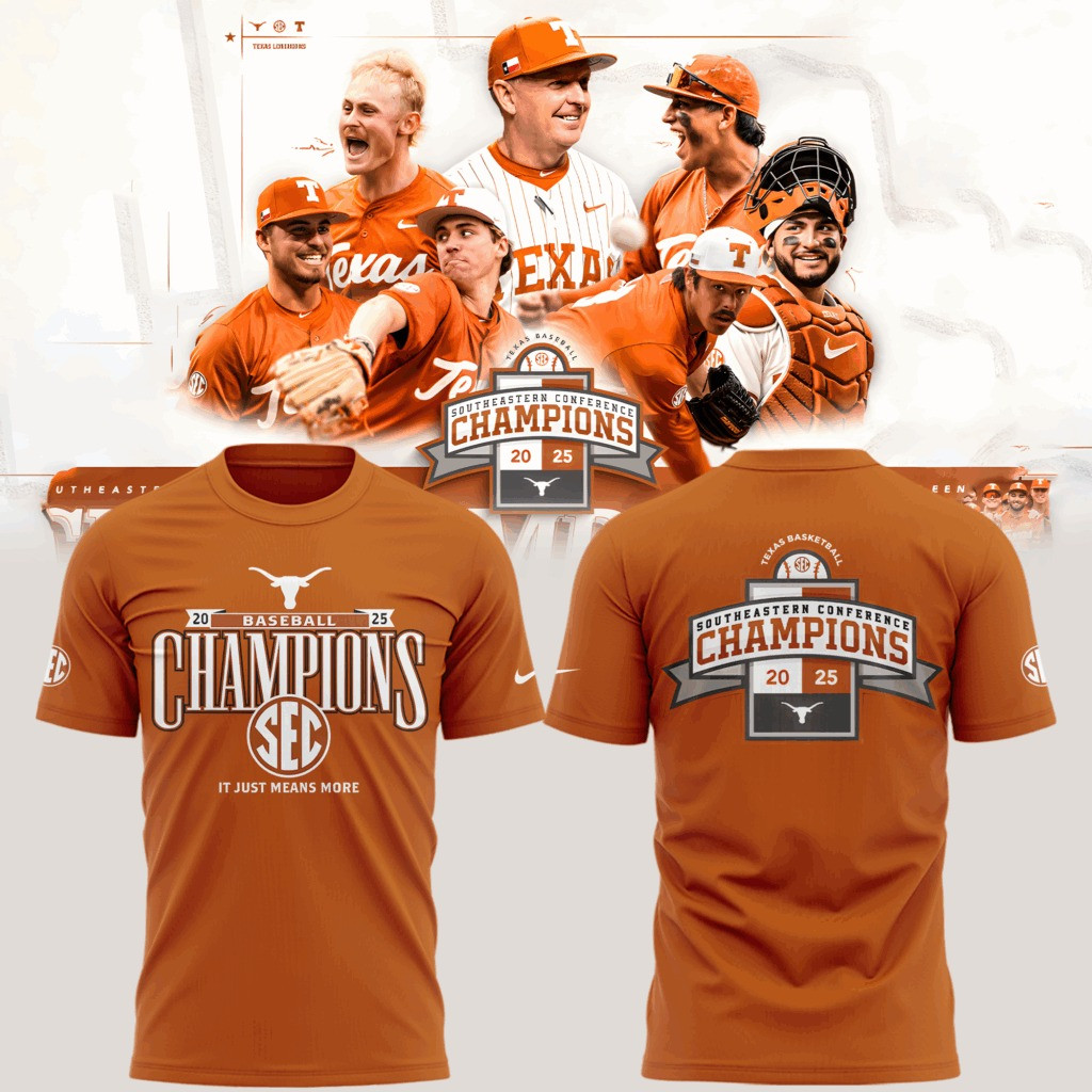 Texas Baseball Southeastern Conference SEC Champions T-Shirt 2025 Fan Merch Clothing Gifts-1