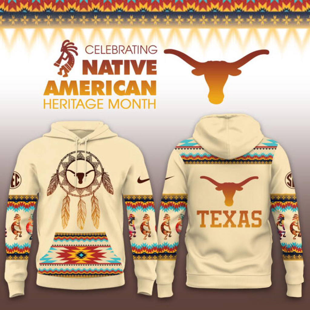 Texas Longhorns 2025 NCAA Native American Heritage Hoodie Longhorns Merch Best Gifts For Dad-1