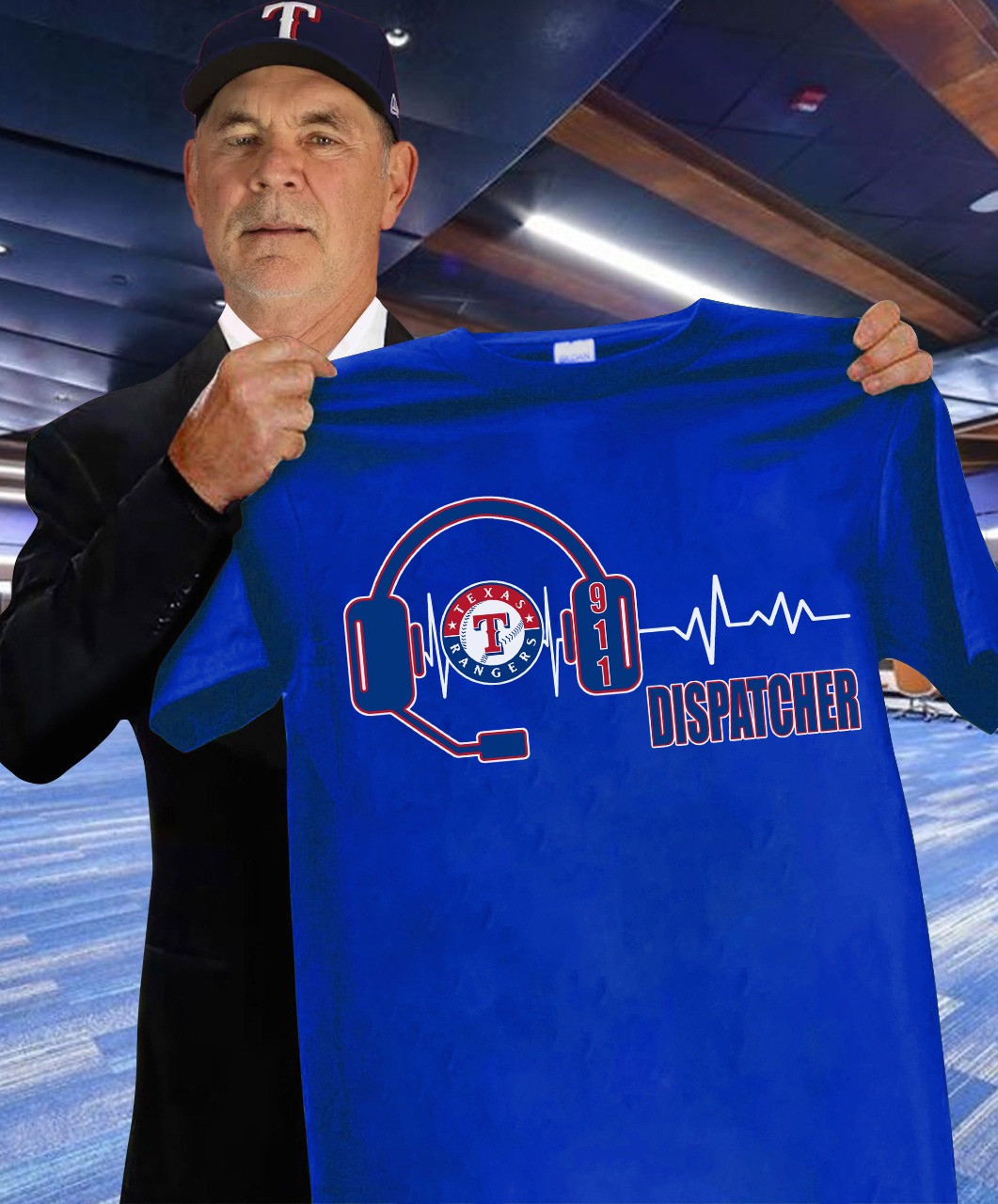 Texas Rangers 911 Dispatcher T-Shirt Honor 911 Dispatcher Texas Rangers Baseball Fan Gifts-1