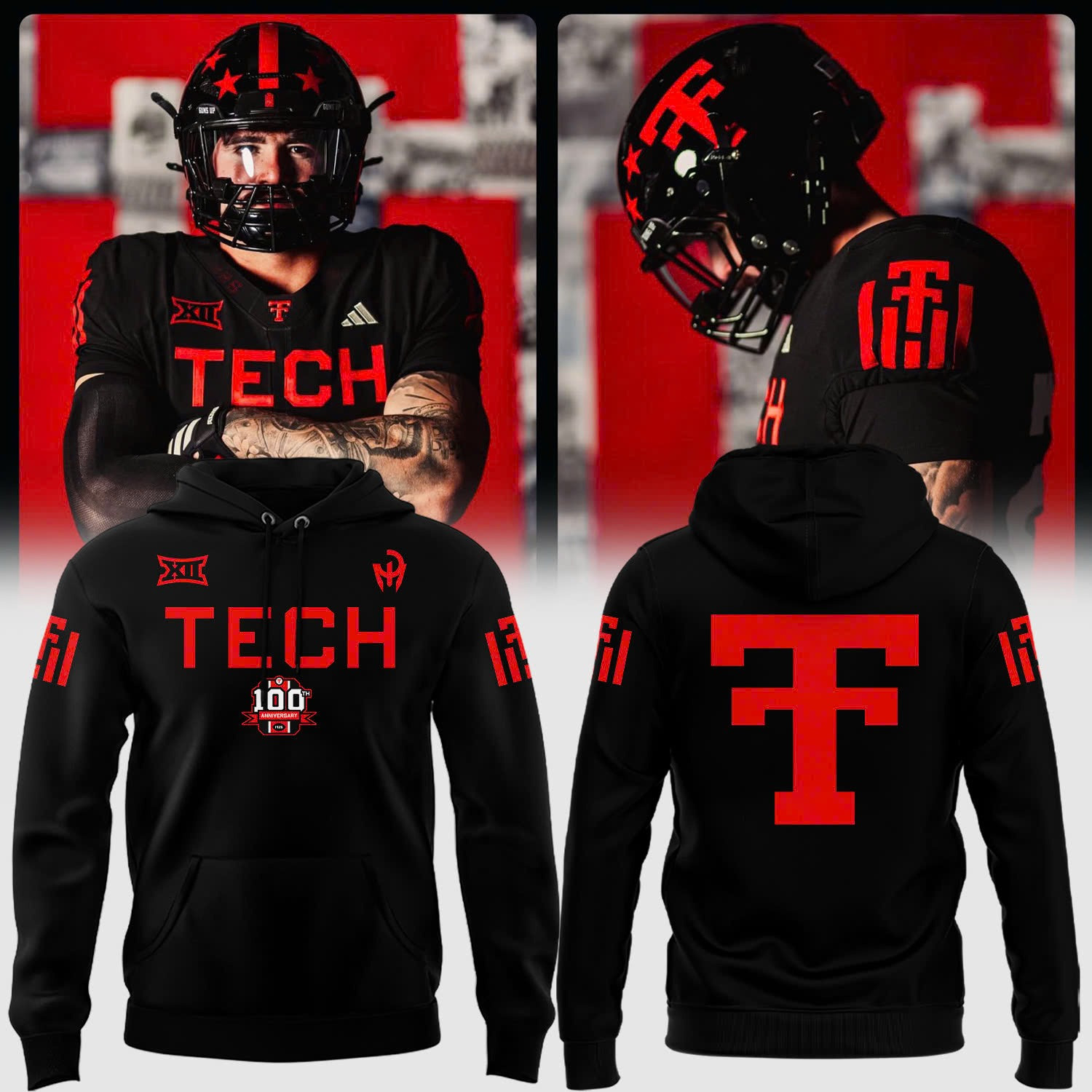 Texas Tech Red Raiders 100Th Anniversary Hoodie 2025 Uniforms Fan Merch Outfits Gifts-1