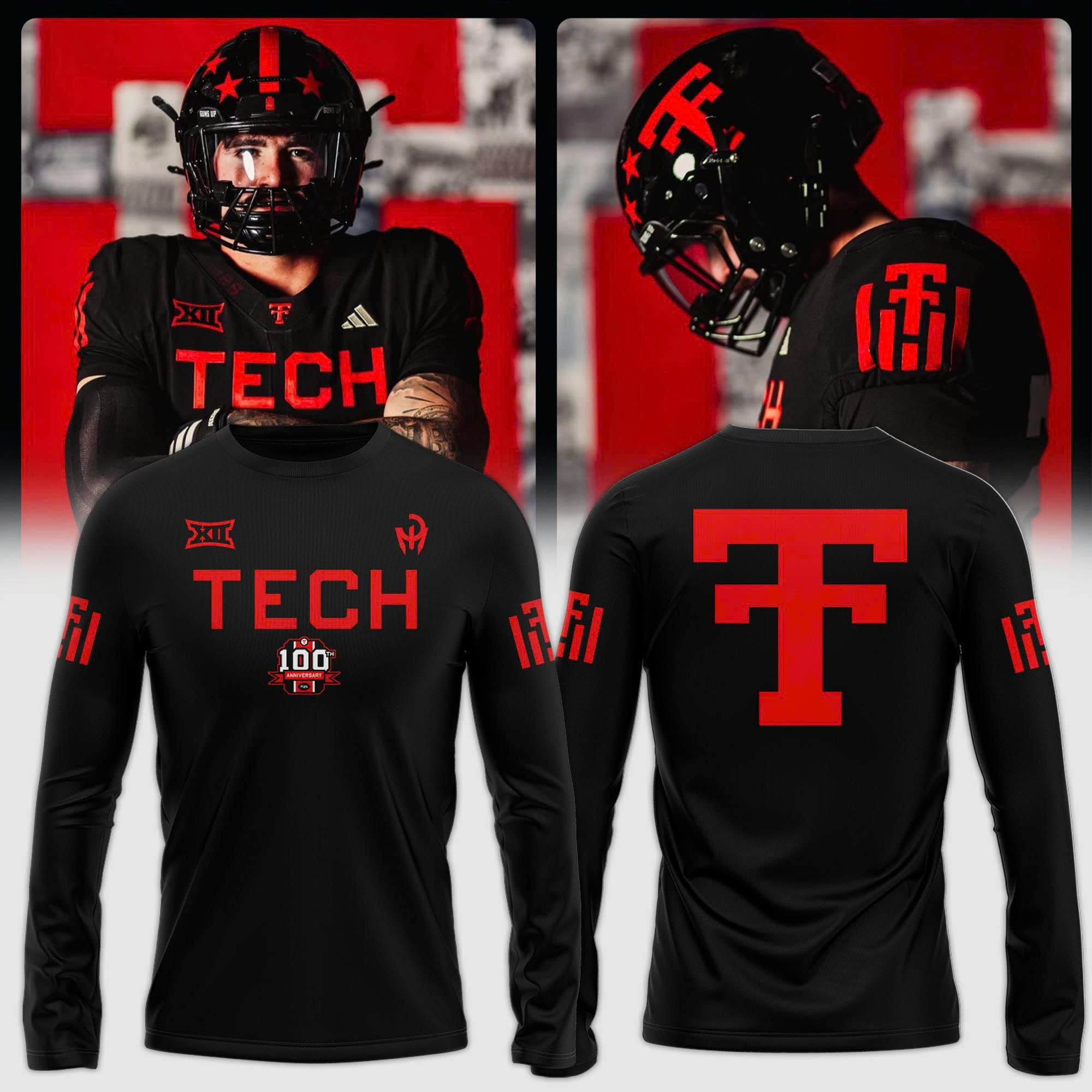 Texas Tech Red Raiders 100Th Anniversary Long Sleeve Shirt 2025 Uniforms Fan Merch Outfits-1