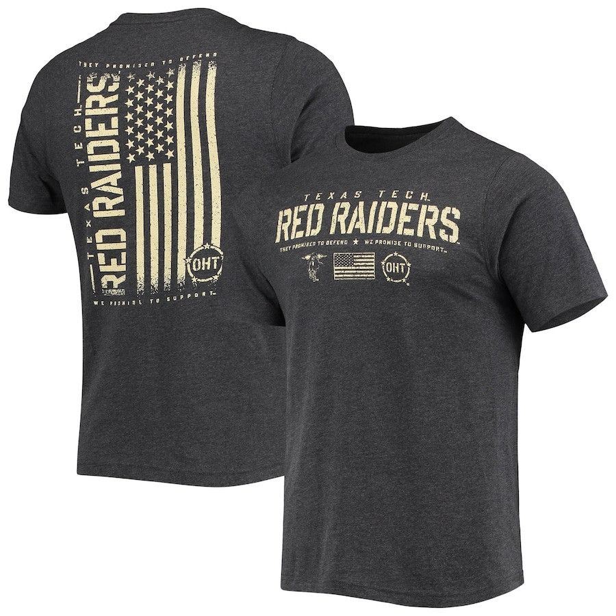 Texas Tech Red Raiders OHT Military Appreciation Flag T-Shirt Father's Day Gift Ideas-1