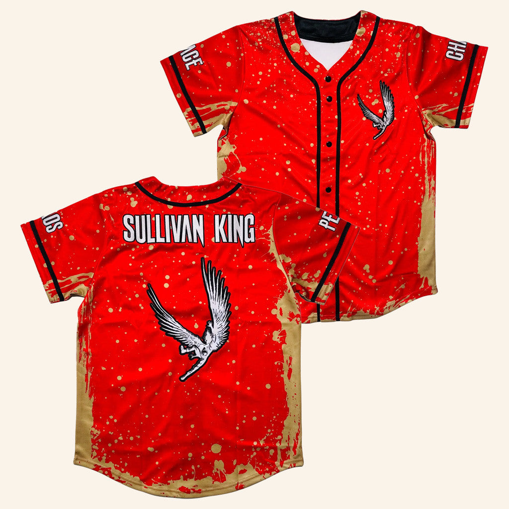 Thank You For Raging Apparel Merch Sullivan King Demented Valhalla Blood And Gold Baseball Jersey-1