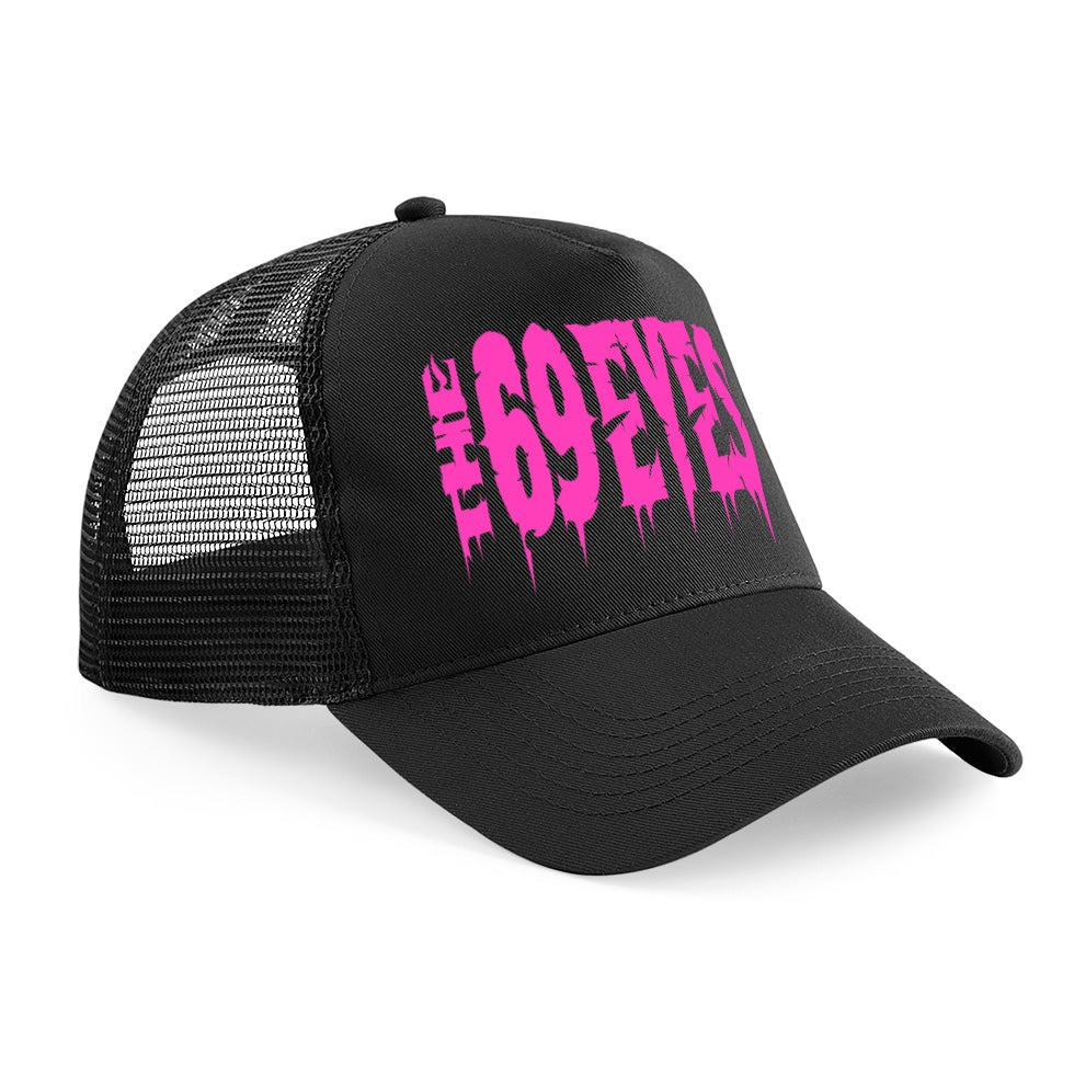 The 69 Eyes Merch Pink Logo Trucker Hat The 69 Eyes Band Merchandise-1