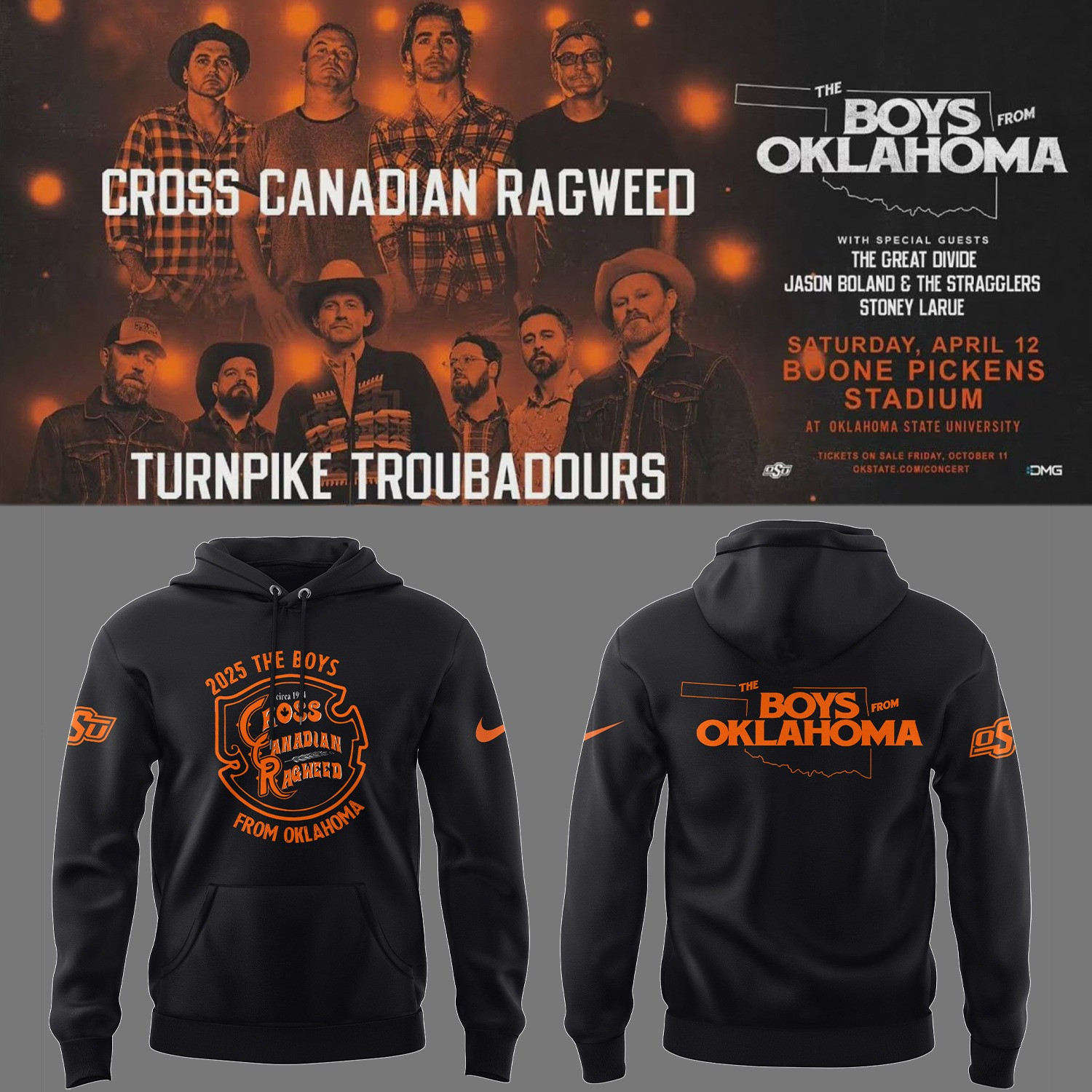 The Boys From Oklahoma Cowboys Hoodie 2025 OSU Cross Canadian Ragweed Fan Merch Gifts-1