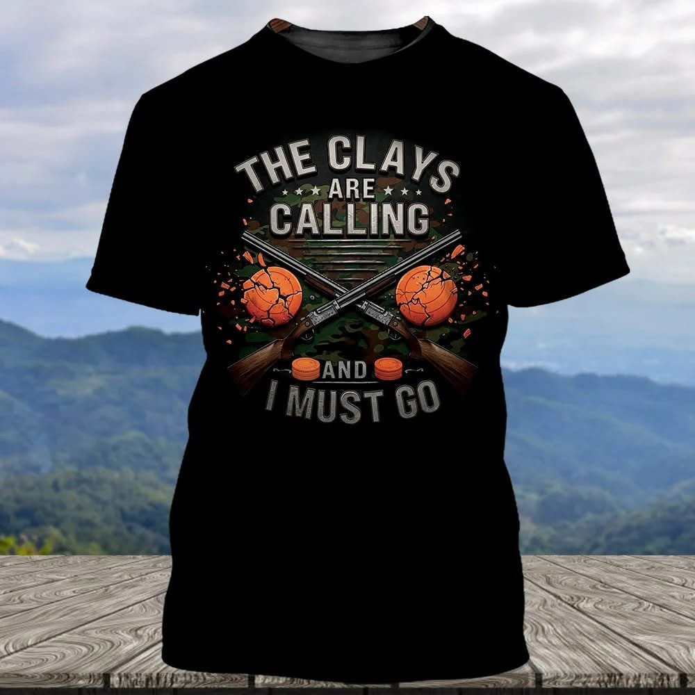 The Clays Are Calling And I Must Go T-Shirt Cross Guns Camo Shooting Father's Day Gifts-1