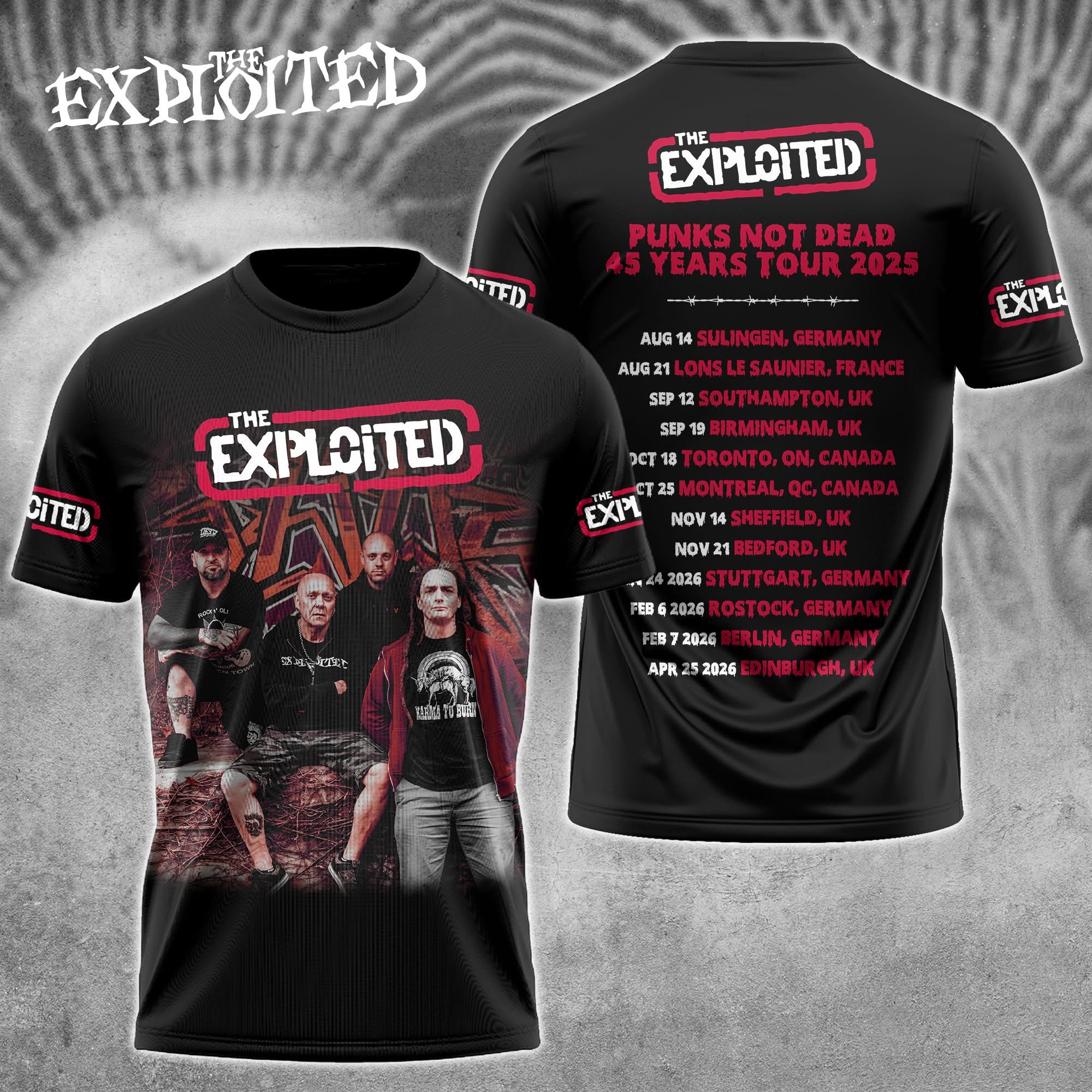 The Exploited Punks Not Punks Not Dead 45 Years Tour Merch 2025 T-Shirt Concert Fan Gifts-1