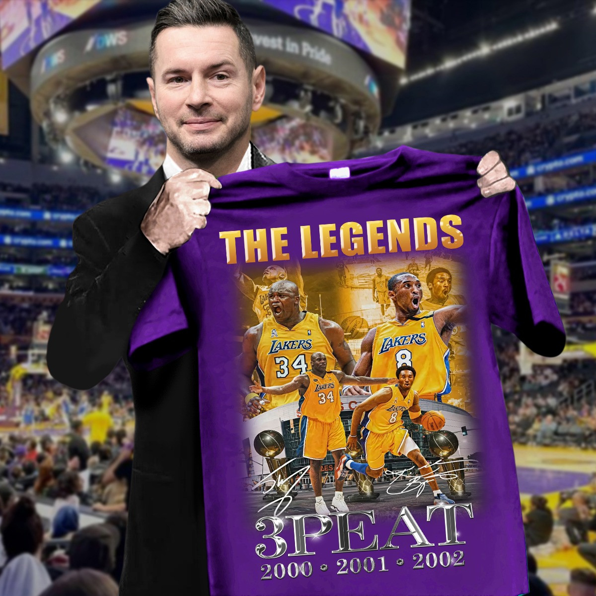 The Legends 3 Peat Champions Los Angeles Lakers T-Shirt Best Gifts For Lakers Fans-1