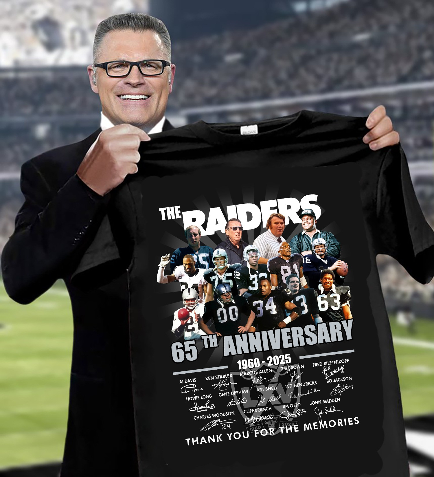 The Oakland Raiders 65Th Anniversary 1960-2025 Shirt Thank You For Memories Fan Gifts-1