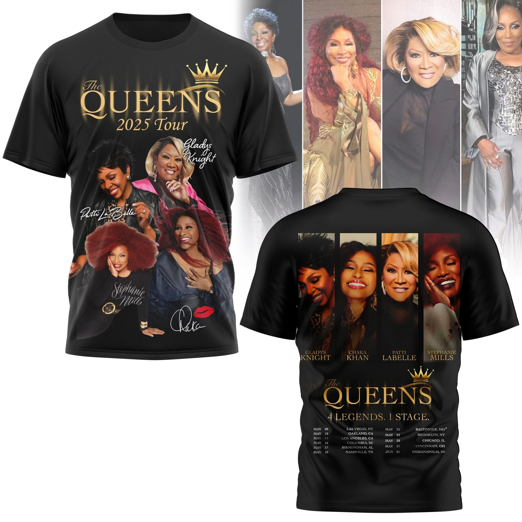 The Queens 2025 Tour Merch T-Shirt 4 Legends 1 Stage Best Gifts For Fans-1