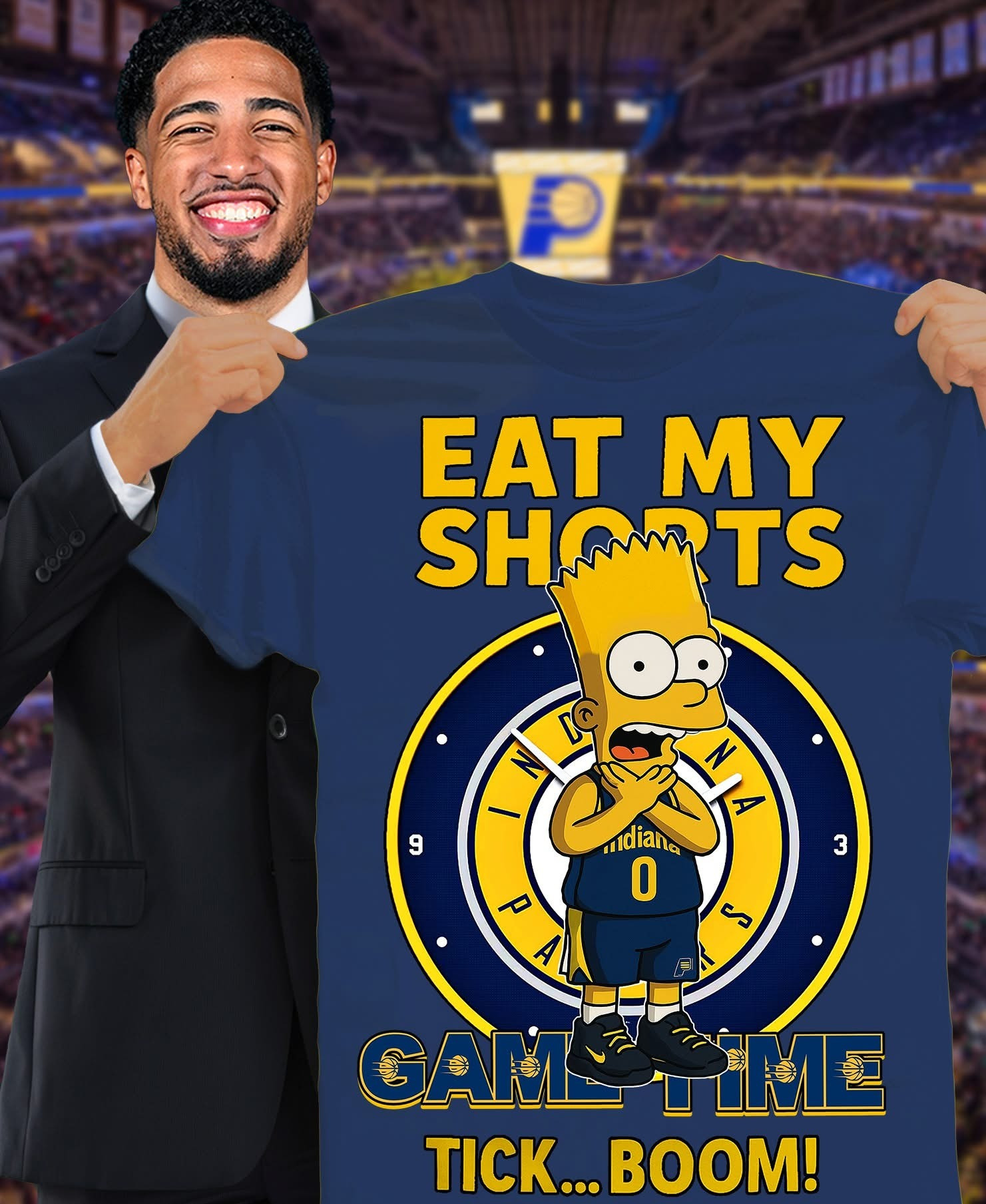 The Simpsons Choke Indiana Pacers T-Shirt Eat My Shorts Game Time Rick Boom Funny Tee-1