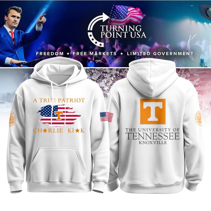 The University Of Tennessee Knoxville Hoodie A True Patriot Charlie Kirk Turning Point Merch-1