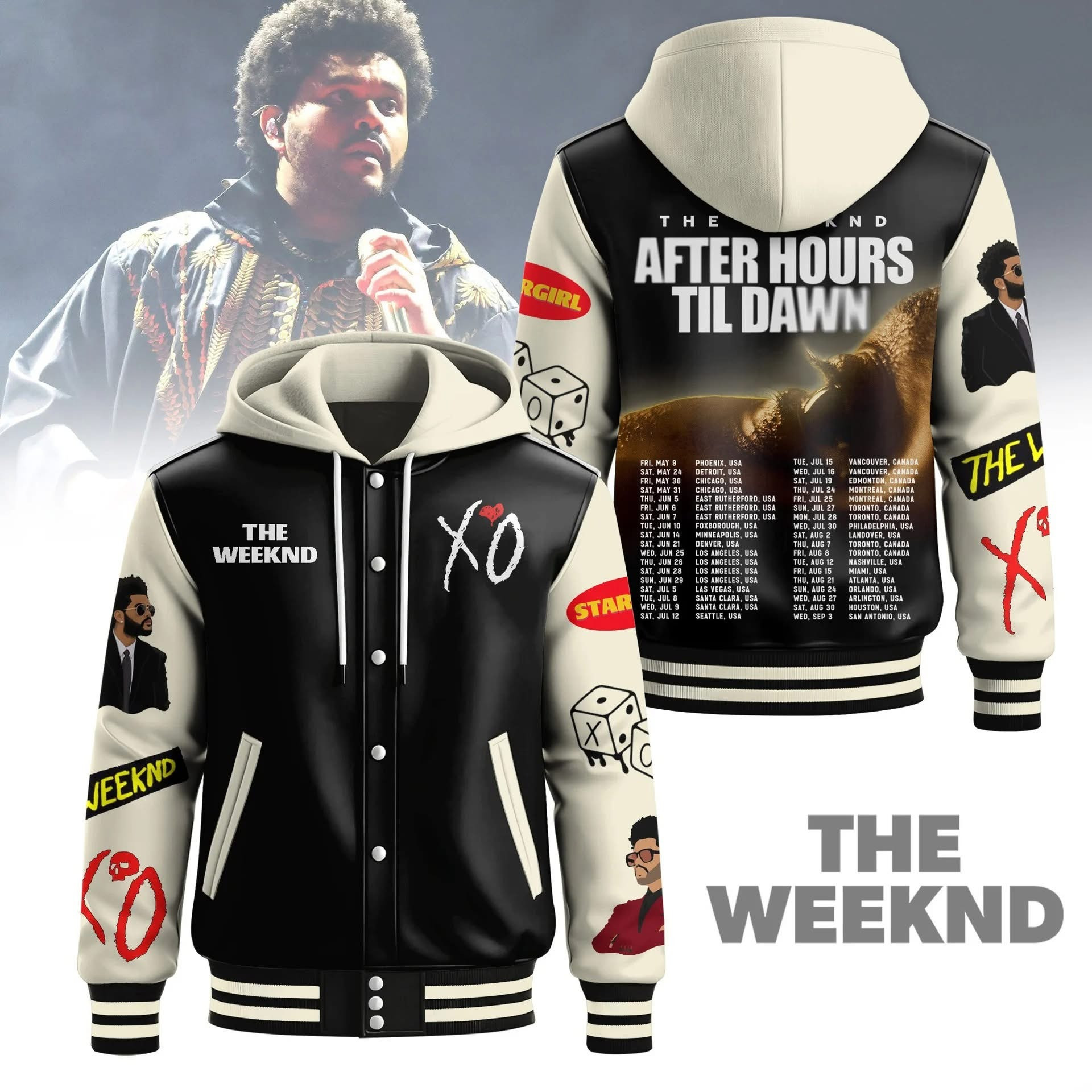 The Weeknd Concert Merch After Hours Til Dawn Varsity Jacket The Weeknd Tour Fan Clothing-1