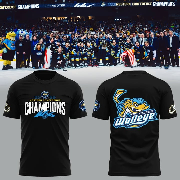 Toledo Walleye 2025 ECHL Western Conference Champions T-Shirt Merch Hockey Fan Gifts-1