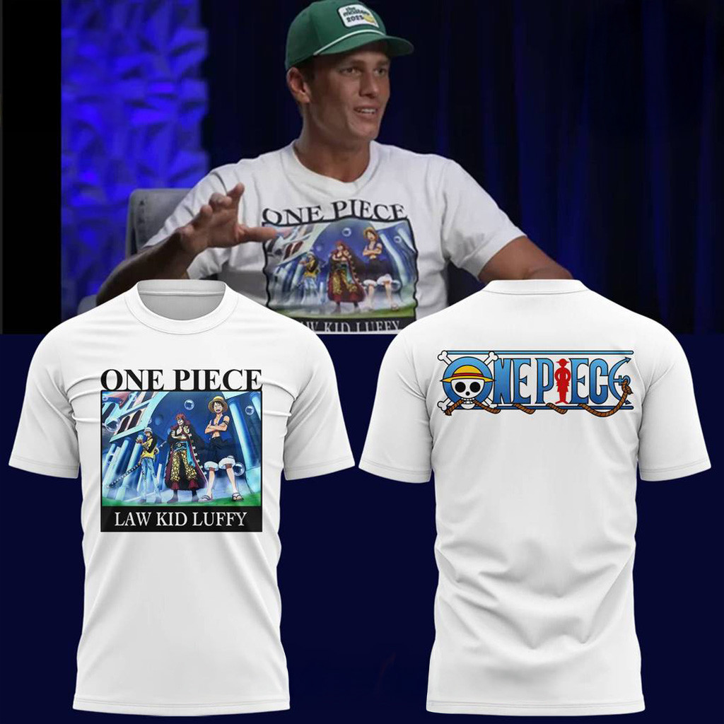 Tom Brady One Piece Law Kid Luffy Special White T-Shirt Fan Merch Xmas Presents For Him-1