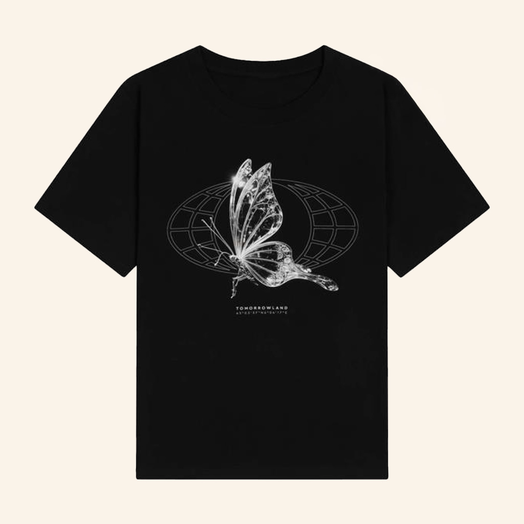 Tomorrowland Merch Glass Butterfly T-Shirt Black Gifts For Her-1