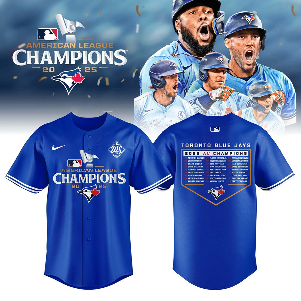 Toronto Blue Jays Baseball Jersey 2025 American League Champions Merch Toronto Blue Jays Gifts-1