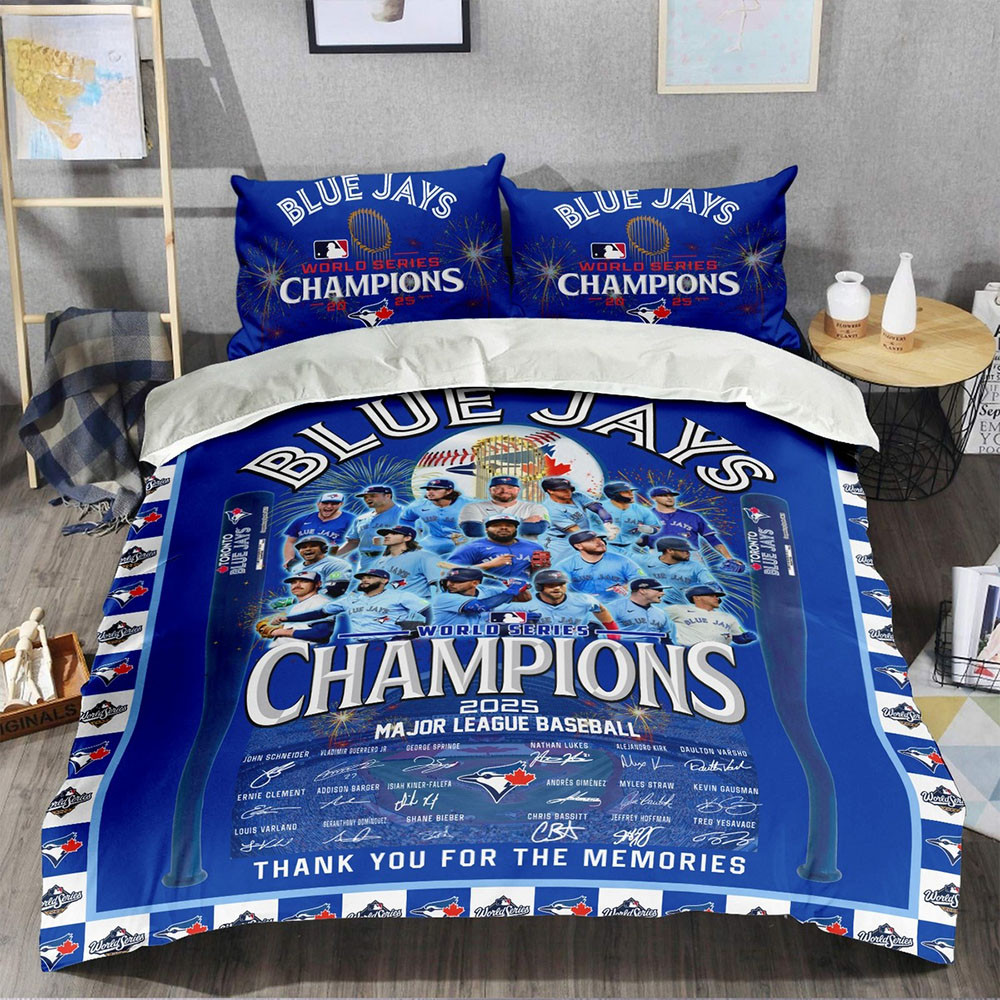 Toronto Blue Jays Bedding Set World Series Champions 2025 Baseball Game Gifts For Blue Jays Fan-1