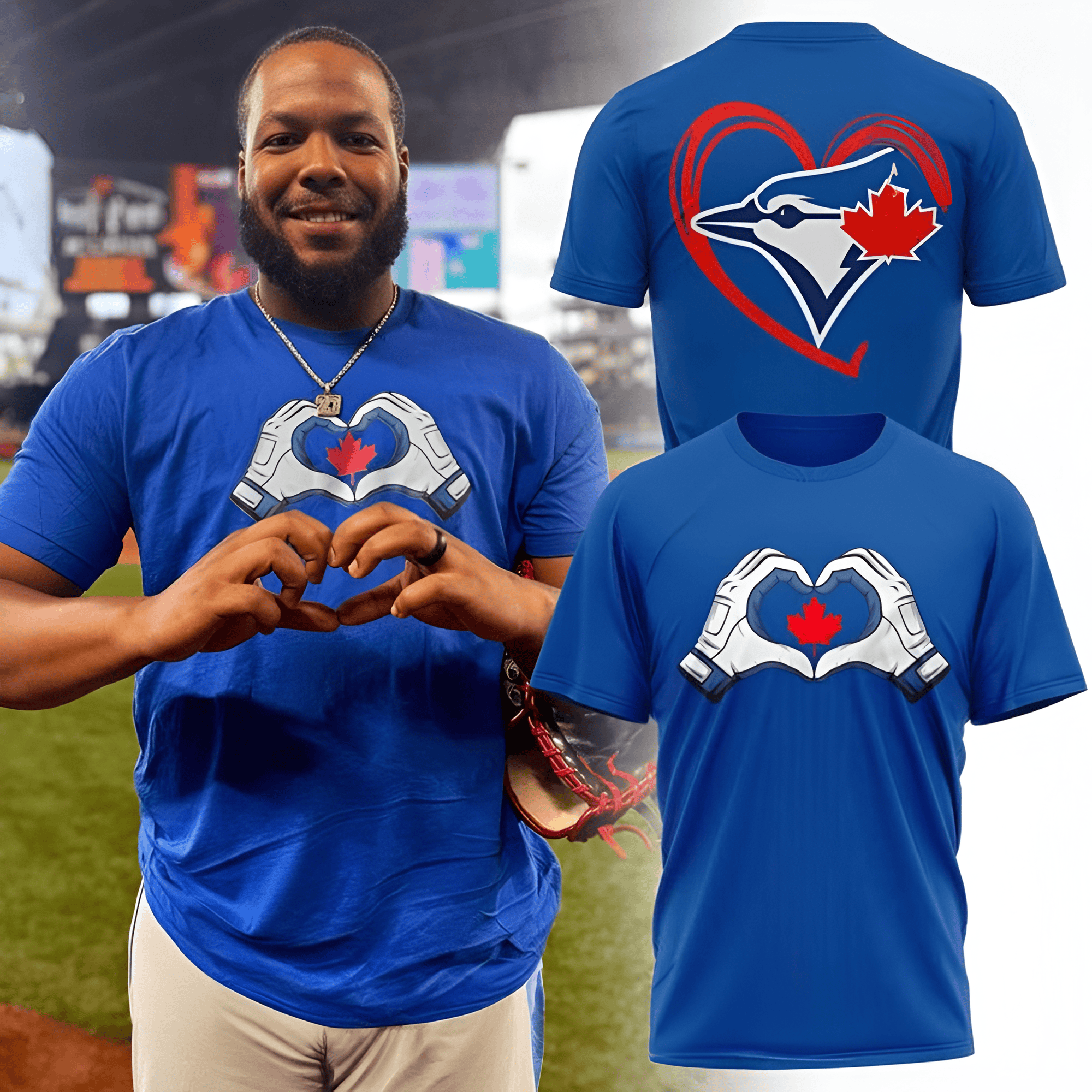 Toronto Blue Jays Canada Heart Hands T-Shirt Game Day Apparel Baseball Gifts For Blue Jays Fan-1
