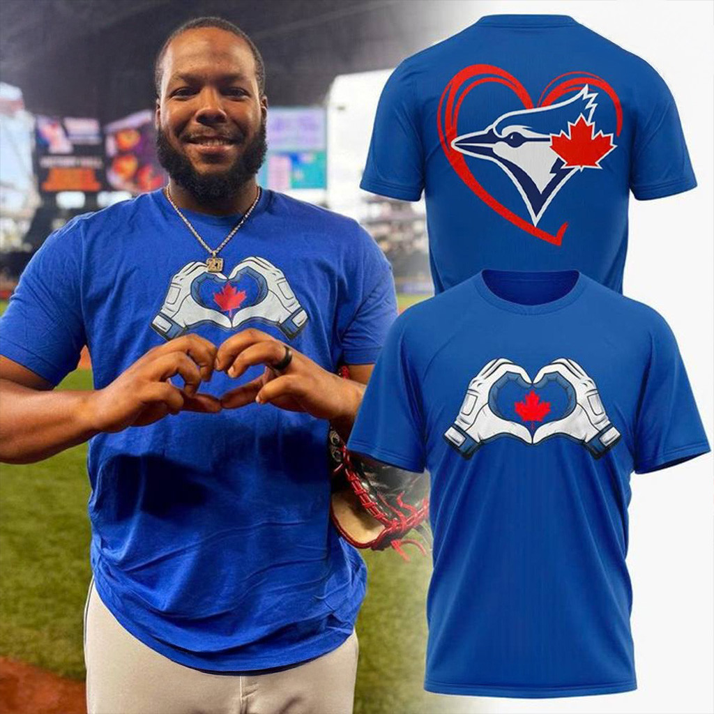 Toronto Blue Jays Canada Heart Hands T-Shirt Jays Merch Husband Christmas Gift Ideas-1