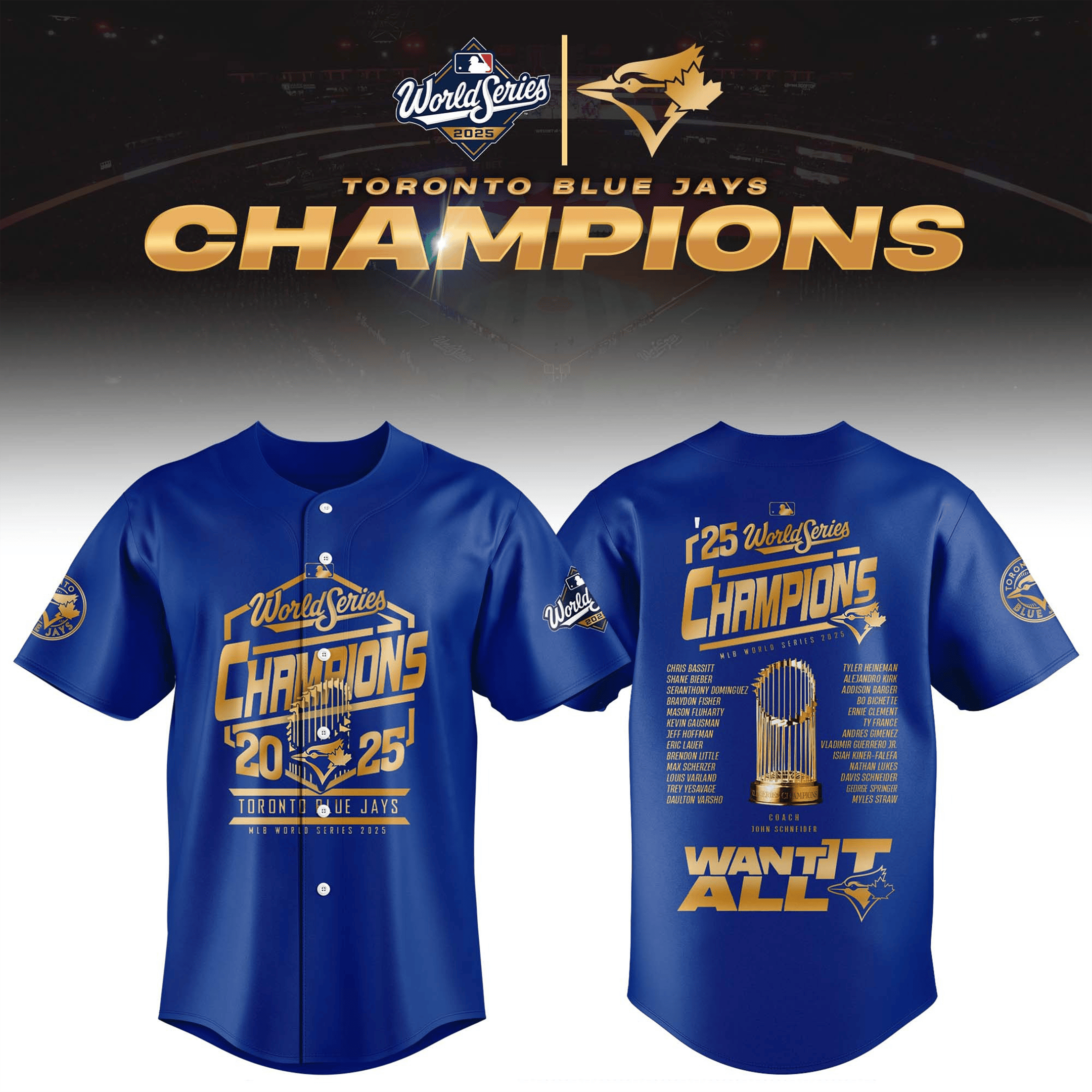 Toronto Blue Jays Champions World Series 2025 Jersey World Series Merch Blue Jays Lovers Gifts-1