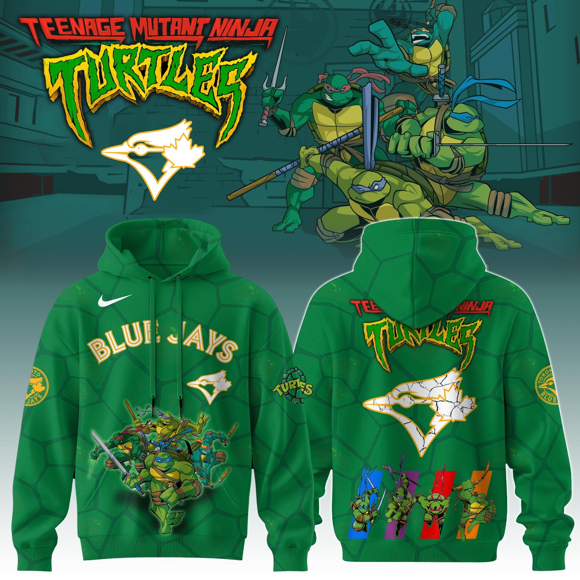 Toronto Blue Jays MLB X Ninja Turtles Hoodie Fan Merch Gifts For Baseball Lovers-1