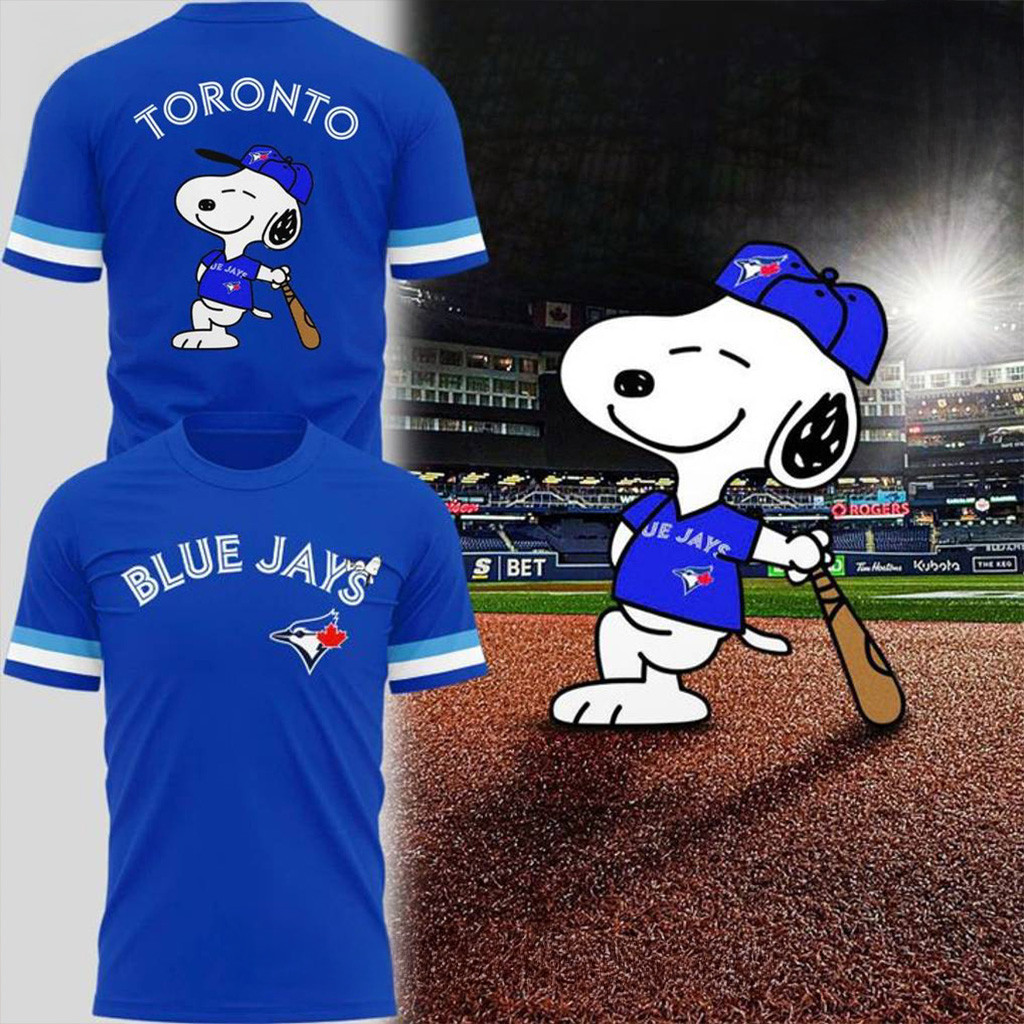 Toronto Blue Jays Peanuts Night Snoopy T-Shirt Jays Merch Best Gifts For Baseball Fans-1