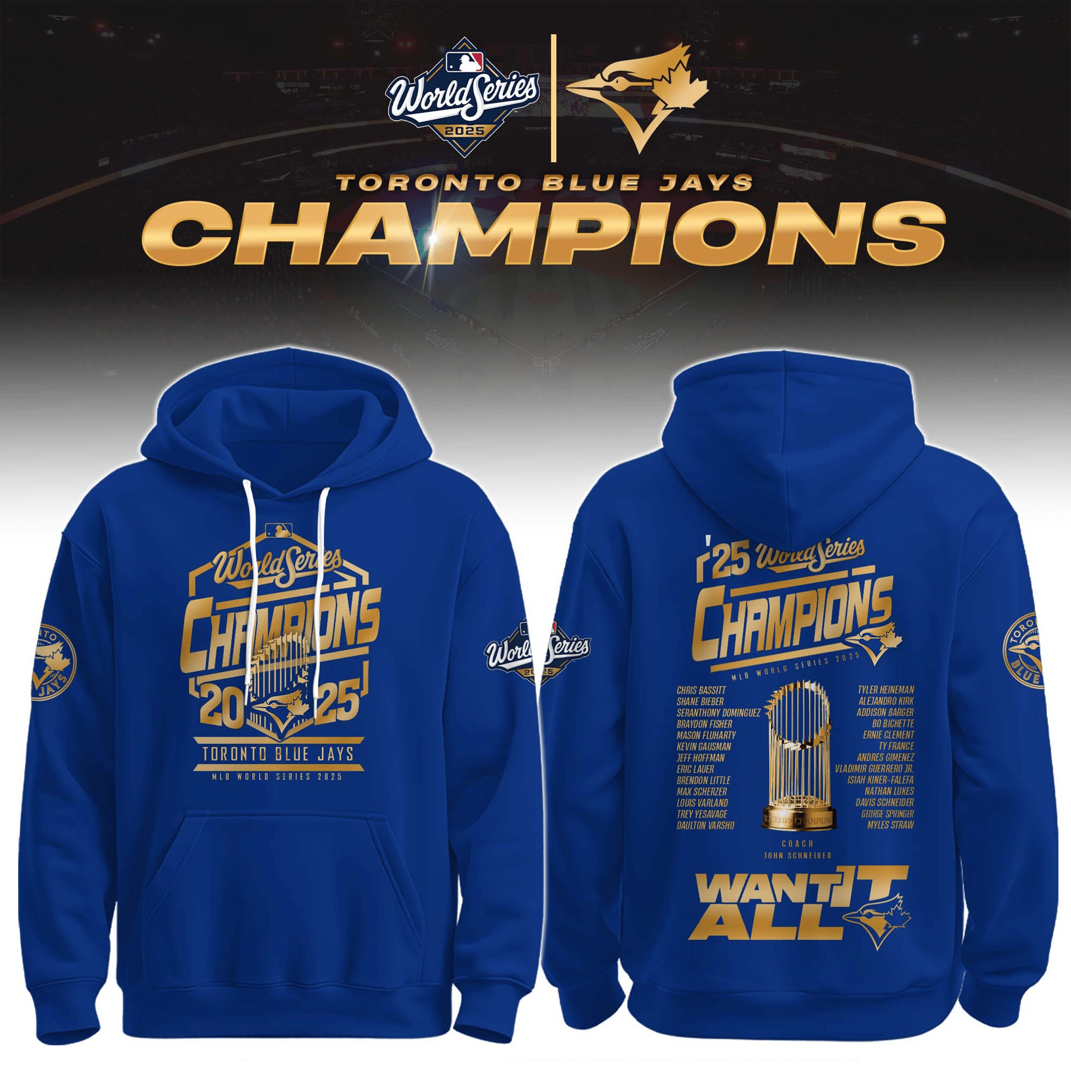 Toronto Blue Jays World Series Champions 2025 Hoodie Wat It All Hoodie Blue Jays Merch Gifts-1