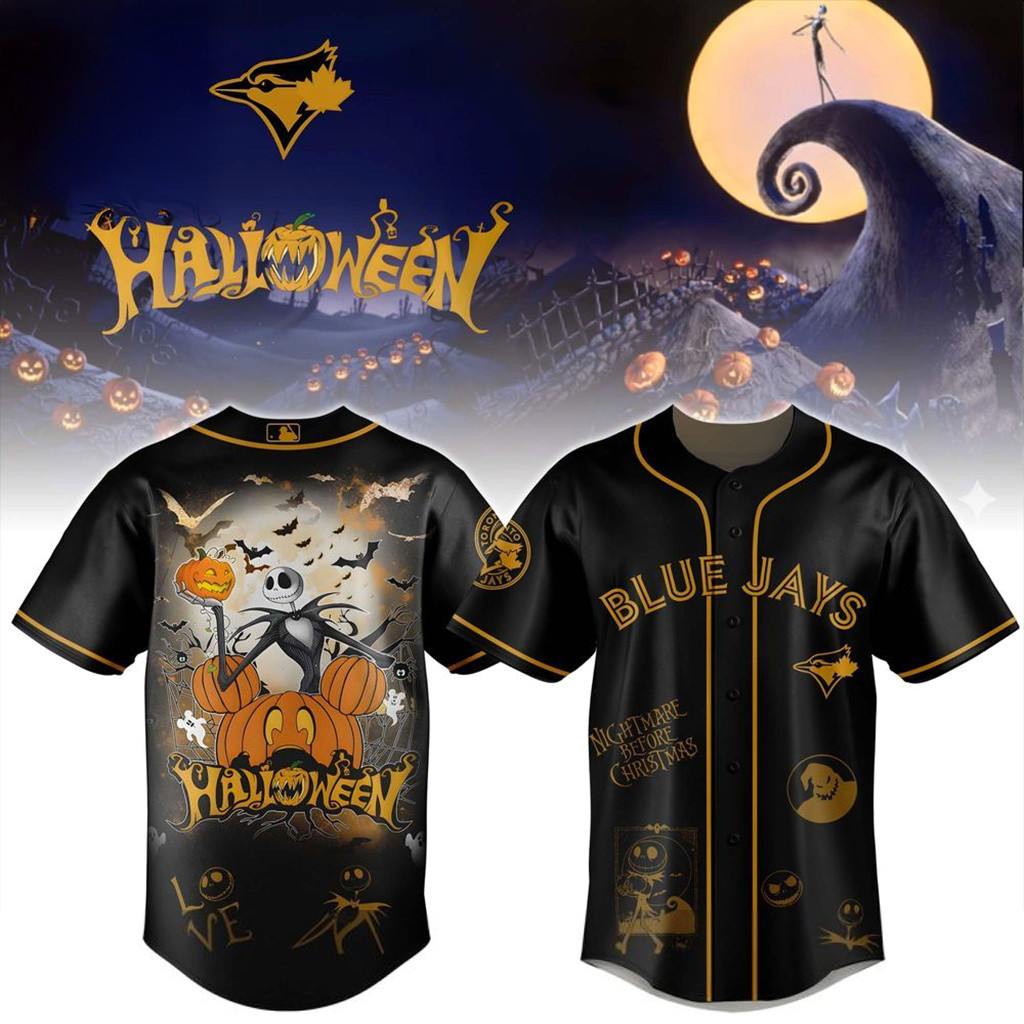 Toronto Blue Jays X The Nightmare Halloween Day Jersey Jays Merch Gifts For Baseball Fans-1