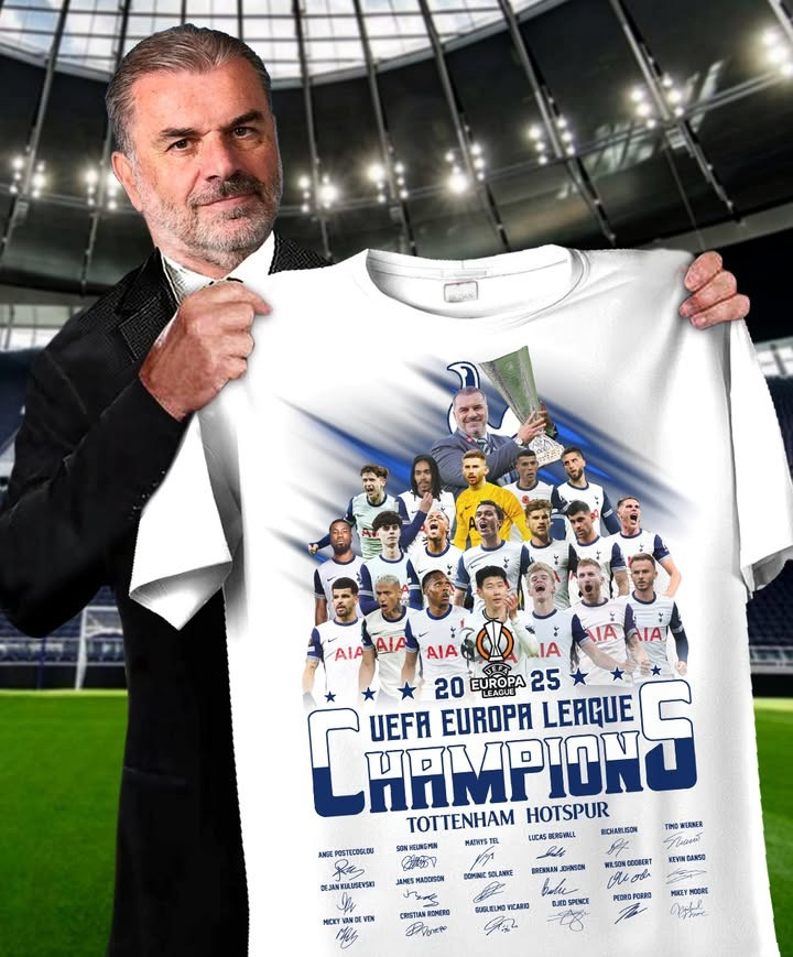 Tottenham Hotspur 2025 UEFA Europa League Champions T-Shirt Merch Gifts For Fans-1