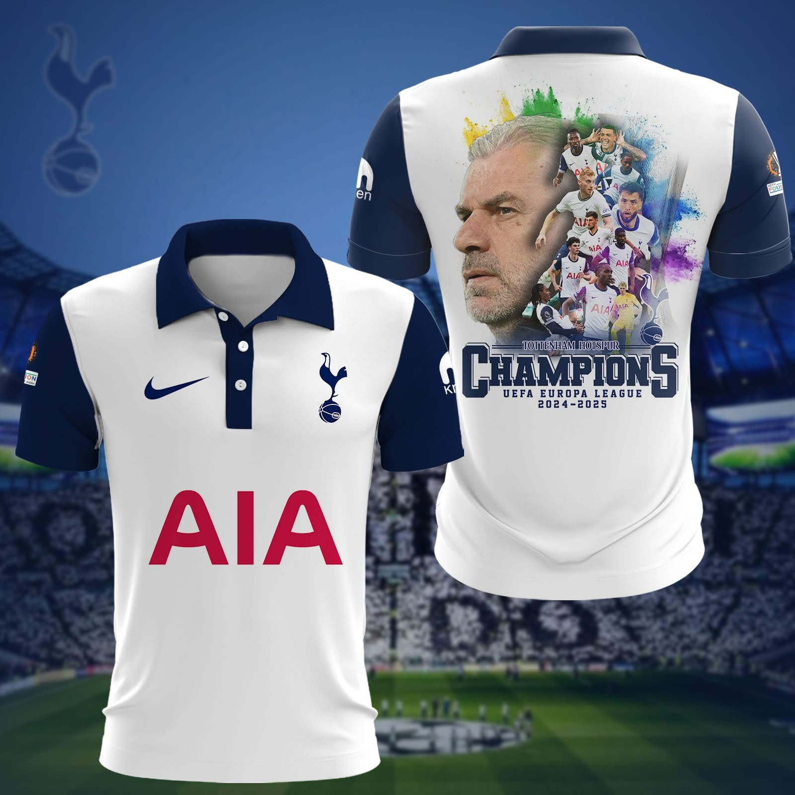 Tottenham Hotspur UEFA Europa League Championship 2024 2025 Polo Shirt Merch Gifts For Fans-1