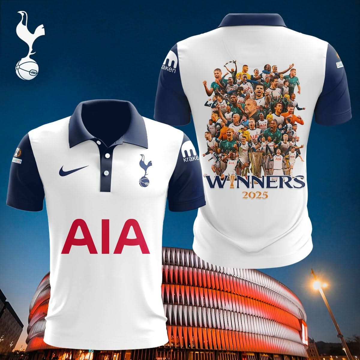 Tottenham Hotspur UEFA Europa League Championship Winners 2025 Polo Shirt Fan Merch-1
