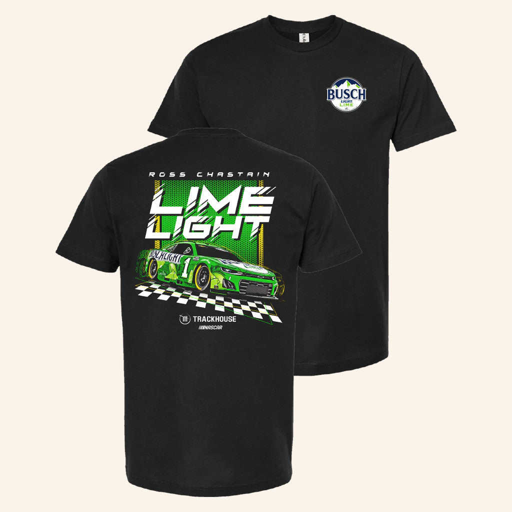 Trackhouse Merch Ross Chastain 1 Busch Light Lime T-Shirt Gifts For Dad Birthday Gifts For BFF-1