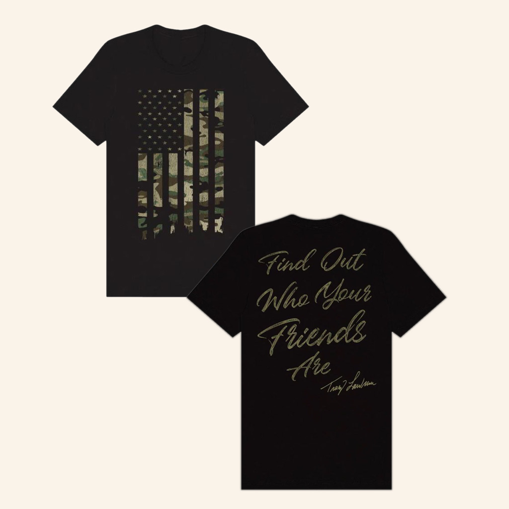 Tracy Lawrence Merch Black Camo Flag T-Shirt Gifts For Father-1