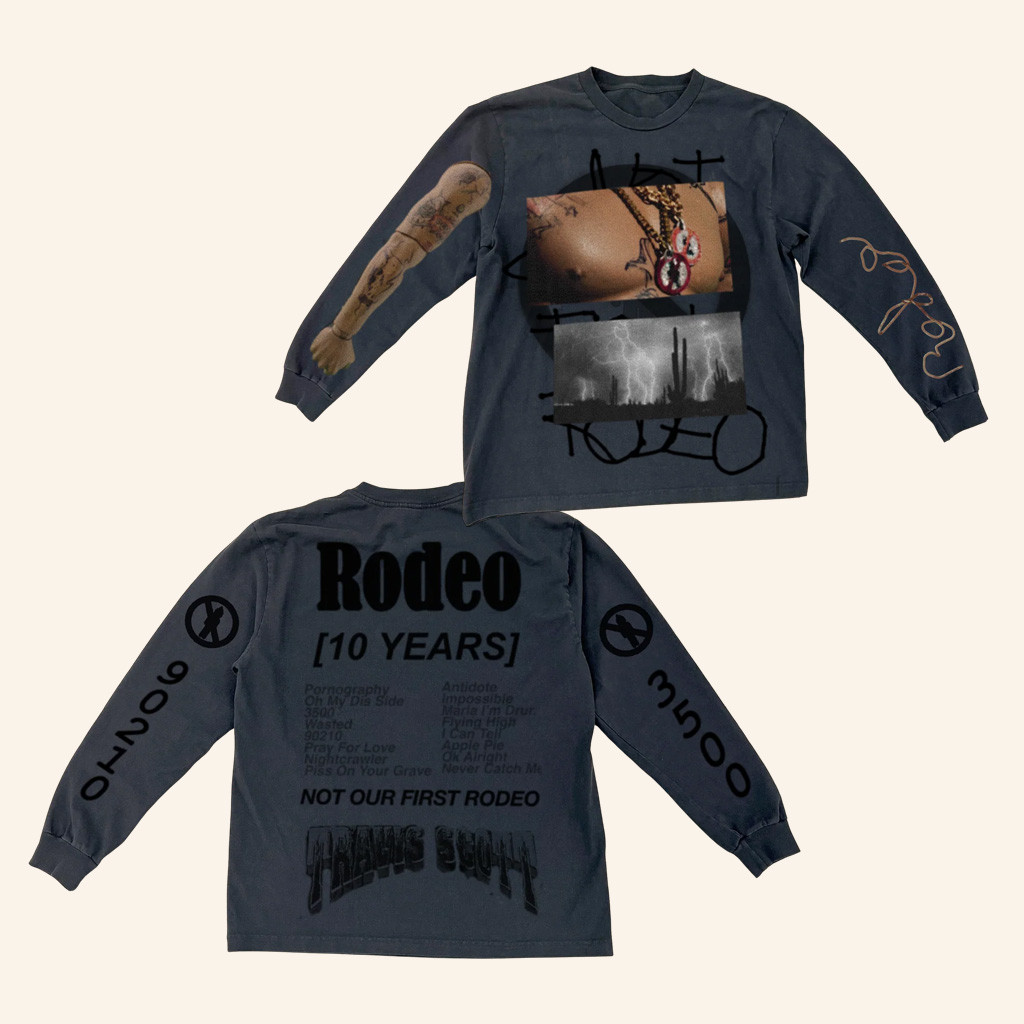 Travis Scott Merch Rodeo 10 Years Desert Long Sleeve T-Shirt Gifts For Music Fans-1